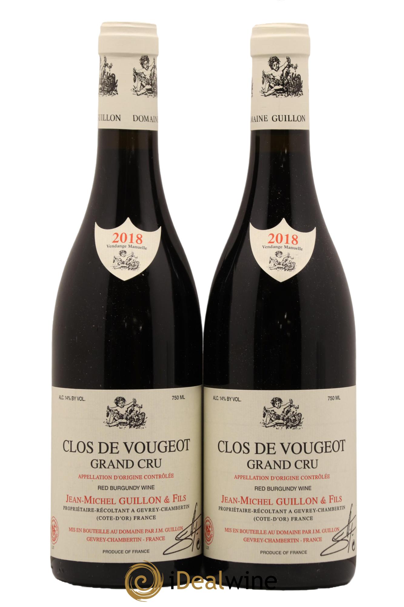 Clos de Vougeot Grand Cru Domaine Jean Michel Guillon 2018 - Lot de 2 bouteilles - 0