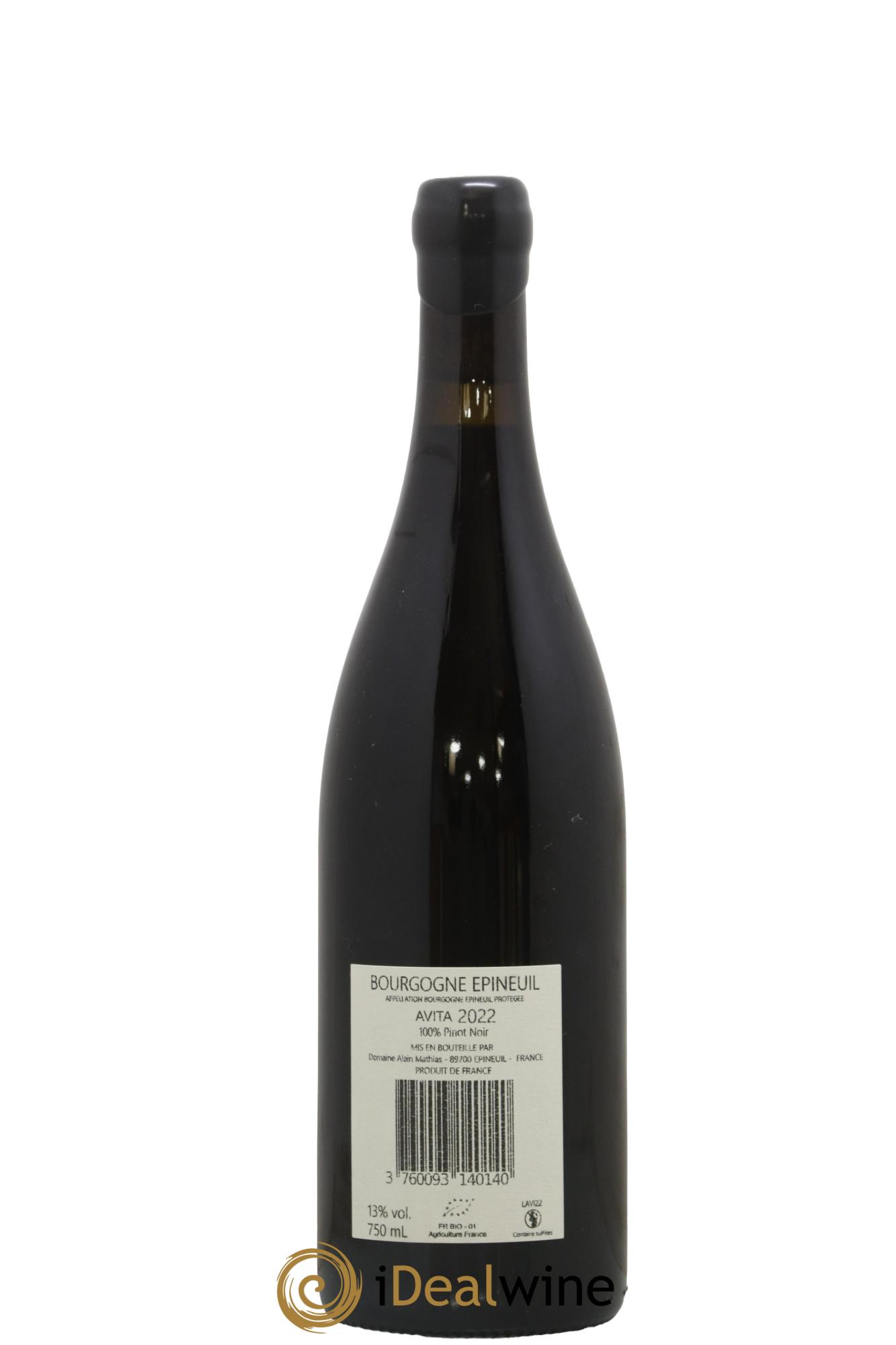 Bourgogne Epineuil Côte de Grisey Avita Domaine Alain Mathias 2022 - Lot de 1 bouteille - 1