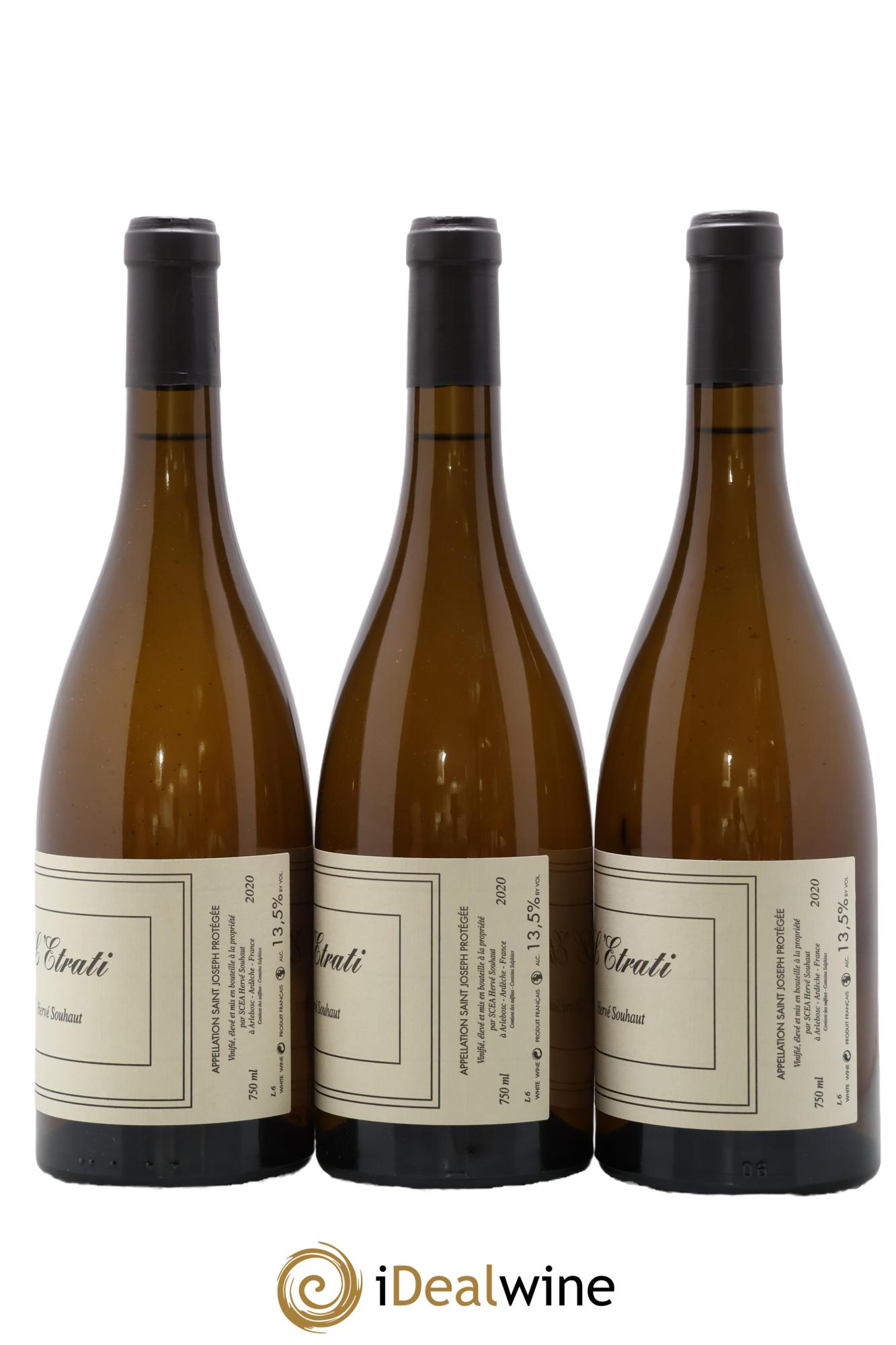 Saint-Joseph L'Etrati Hervé Souhaut 2020 - Lot of 3 bottles - 1