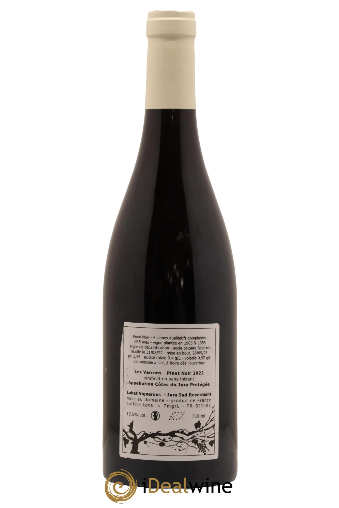 Côtes du Jura Pinot Noir Les Varrons Sélection Massale Romain - Julien - Charline Labet 2022 - Lot de 1 bouteille - 1