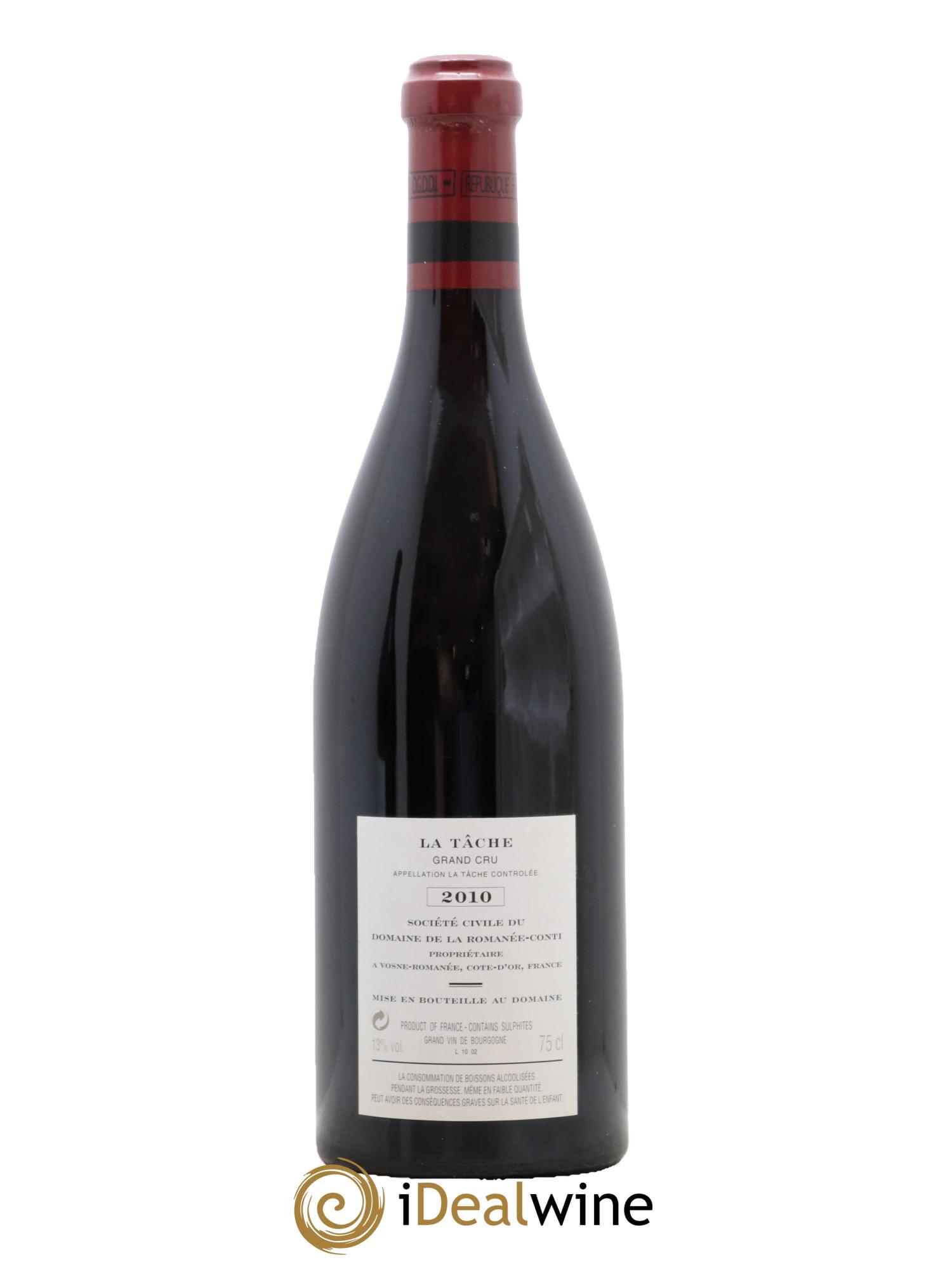 La Tâche Grand Cru Domaine de la Romanée-Conti  2010 - Lot de 1 bouteille - 1