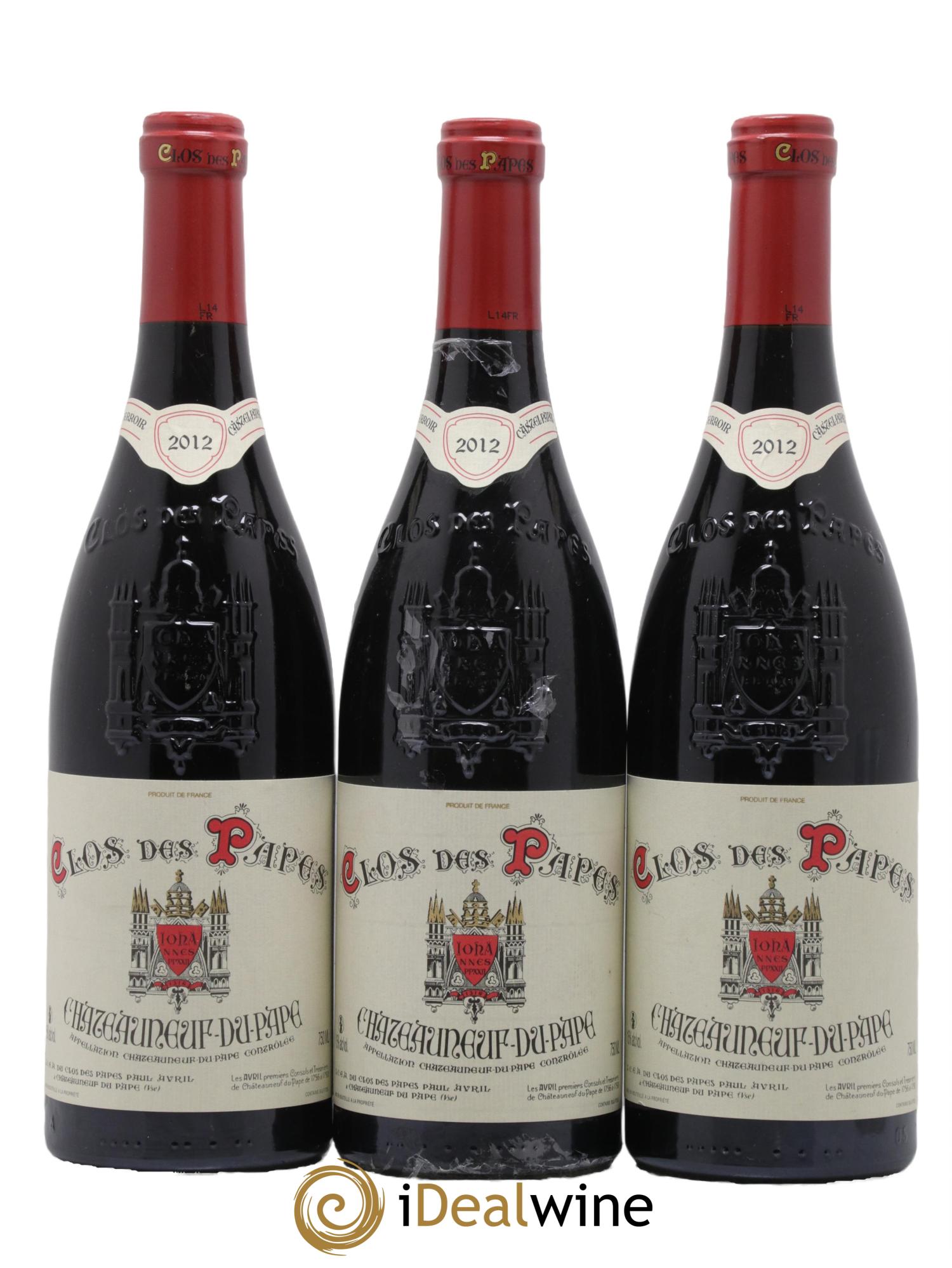 Châteauneuf-du-Pape Clos des Papes - Paul Avril 2012 - Lot de 3 bouteilles - 0