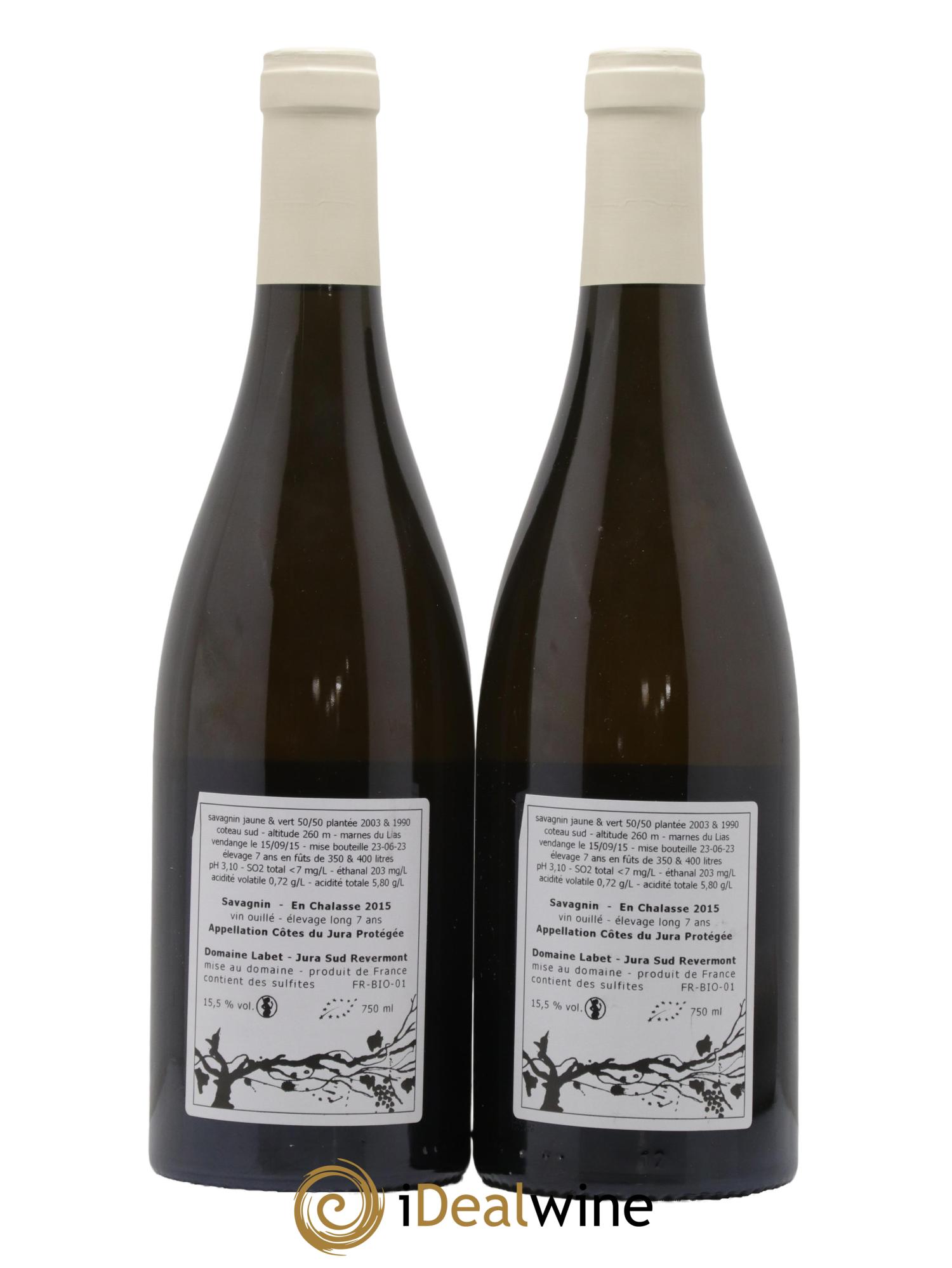 Côtes du Jura Savagnin Ouille Elevage Long 7 ans En Chalasse Domaine Labet 2015 - Lot de 2 bouteilles - 1