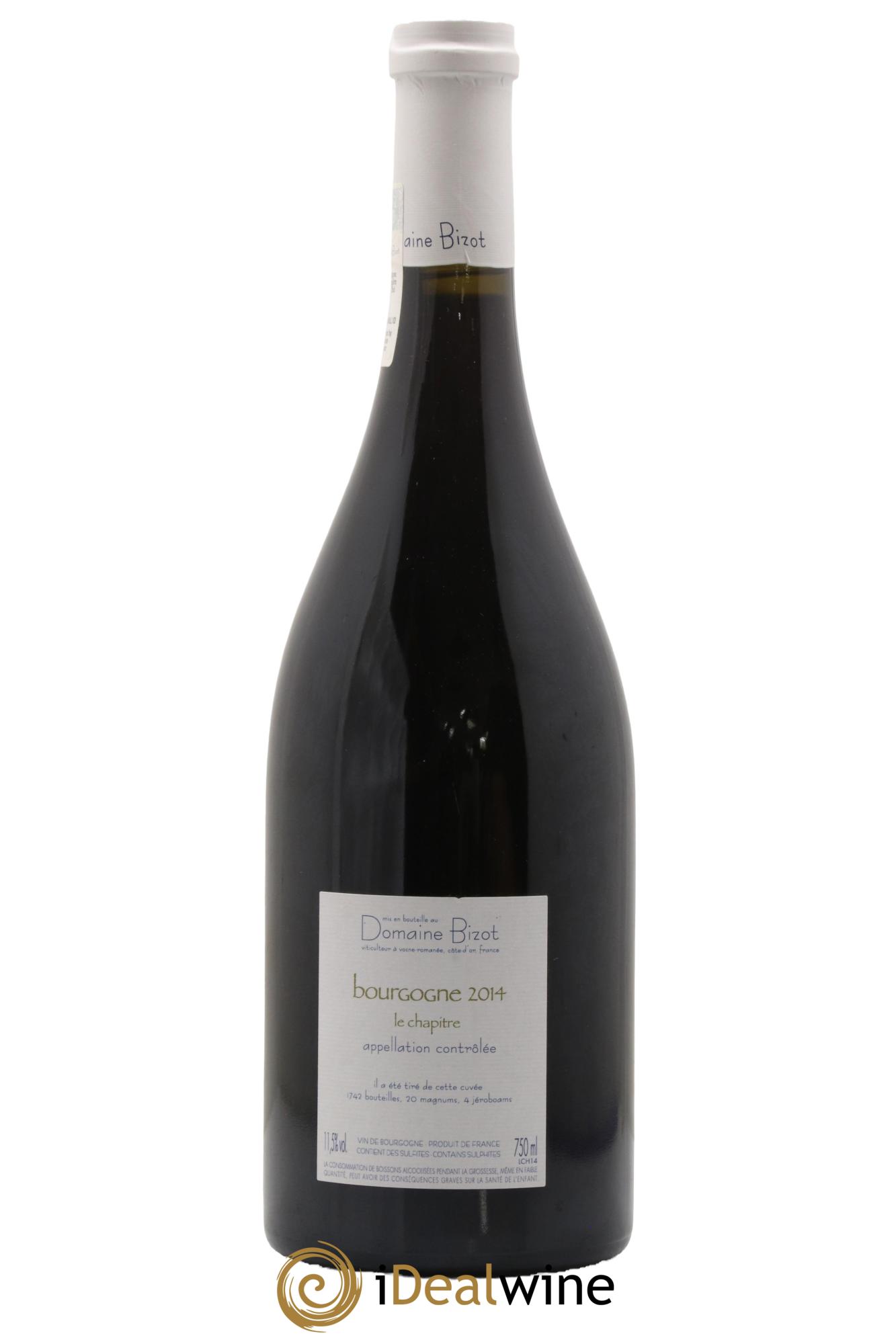 Bourgogne Le Chapitre Bizot (Domaine) 2014 - Lot de 1 bouteille - 1