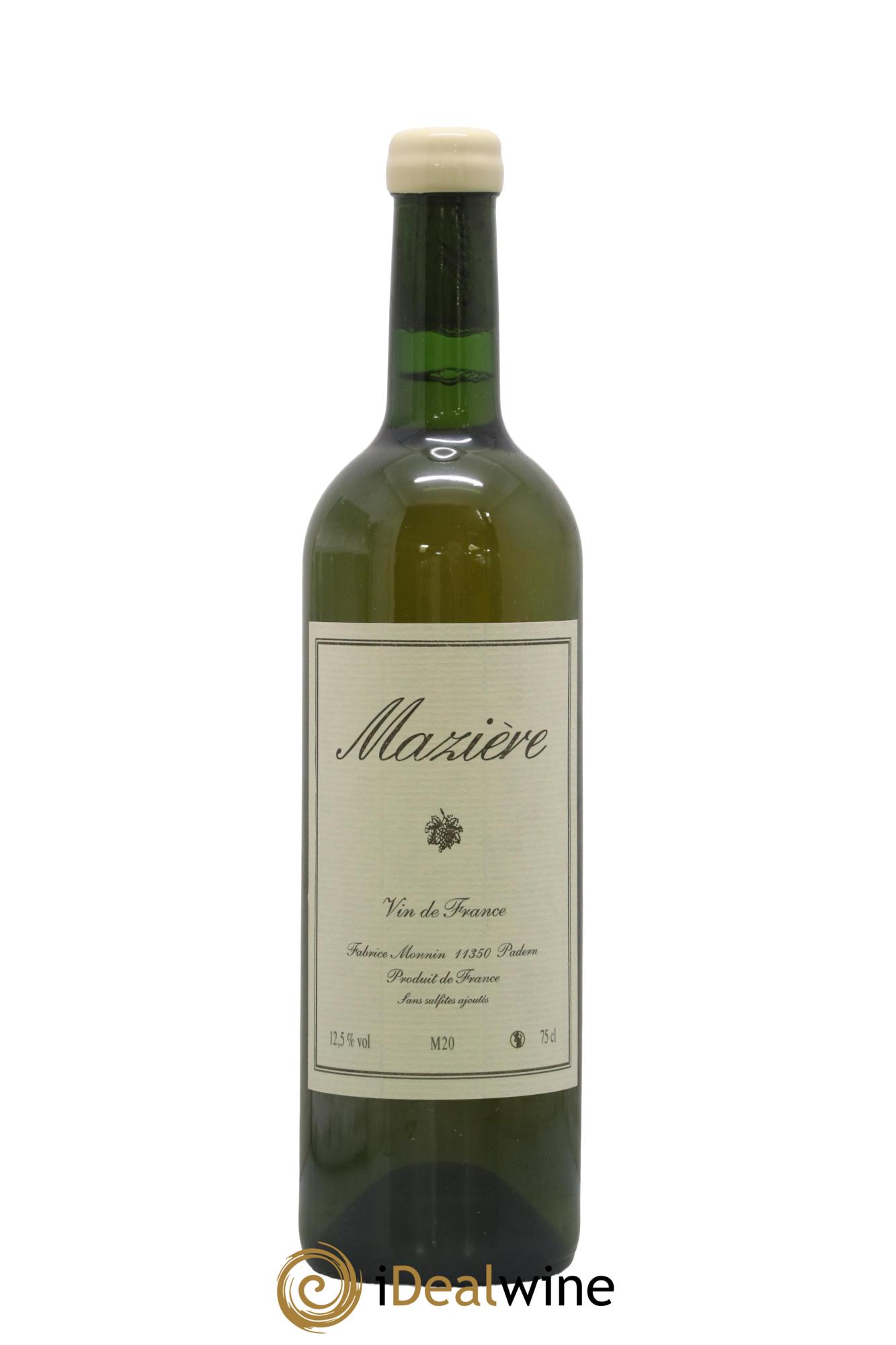 Vin de France Mazière Macabeu Fabrice Monnin 2020 - Lot de 1 bouteille - 0