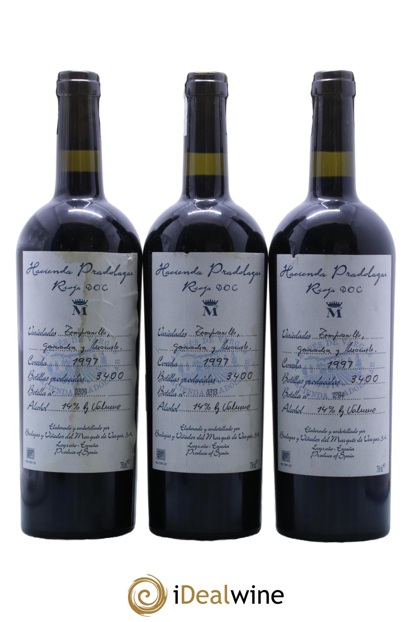 Rioja DOCA Hacienda Pradaggar 1997 - Lot de 3 bouteilles - 0