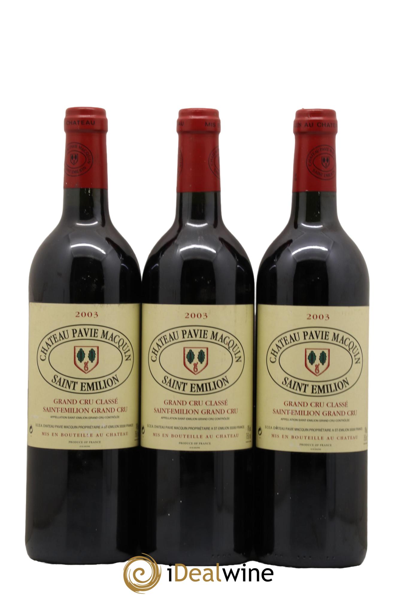 Château Pavie Macquin 1er Grand Cru Classé B 2003 - Lot de 3 bouteilles - 0