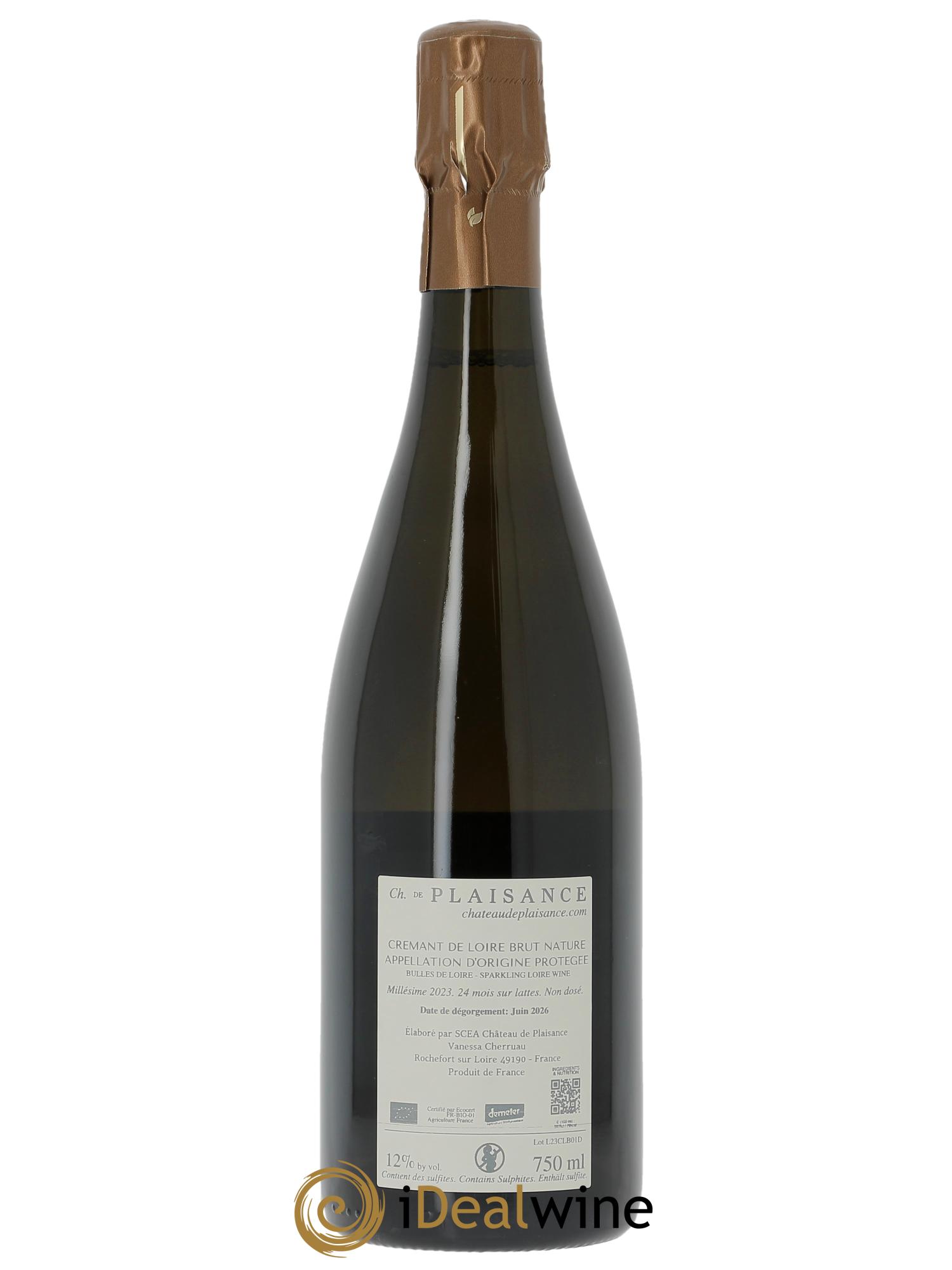 Crémant de Loire Brut Nature Château de Plaisance 2023 - Lot of 1 bottle - 1