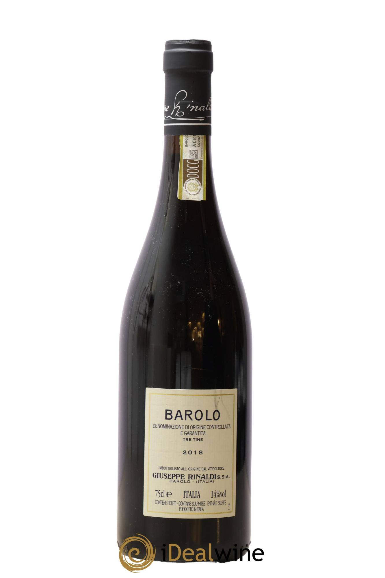 Barolo DOCG Tre Tine Giuseppe Rinaldi 2018 - Lot de 1 bouteille - 1