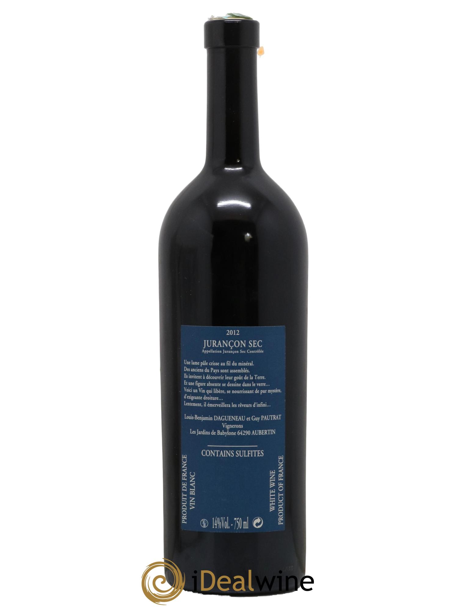 Vin de France(anciennement Jurançon) Les Jardins de Babylone Sec Didier Dagueneau 2012 - Lot de 1 bouteille - 1