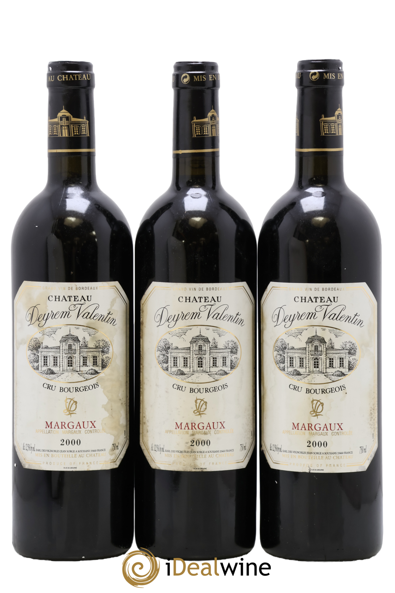 Château Deyrem Valentin Cru Bourgeois 2000 - Lot de 3 bouteilles - 0