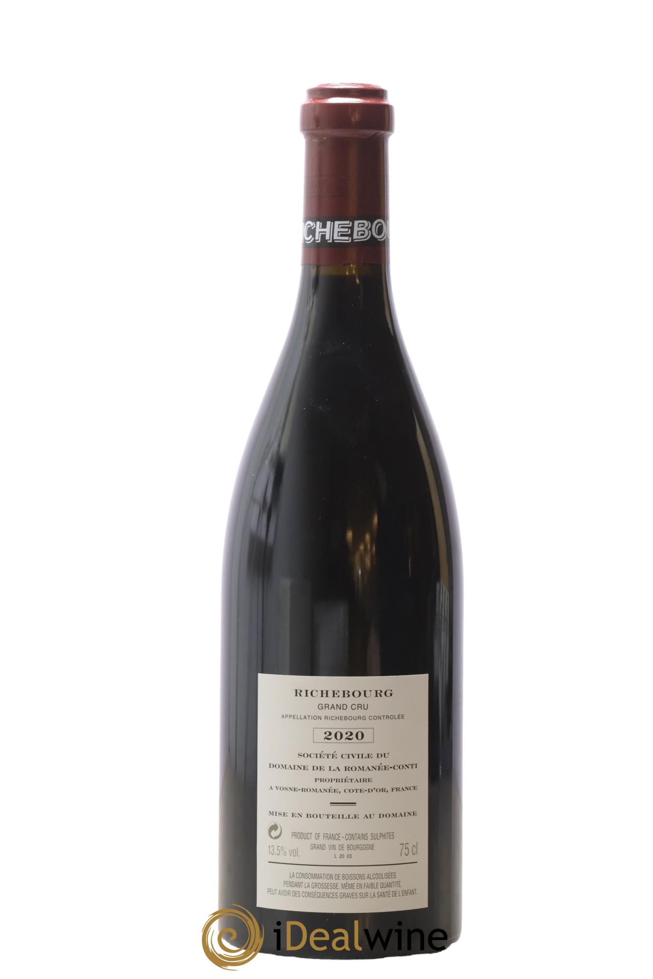 Richebourg Grand Cru Domaine de la Romanée-Conti 2020 - Lot de 1 bouteille - 1