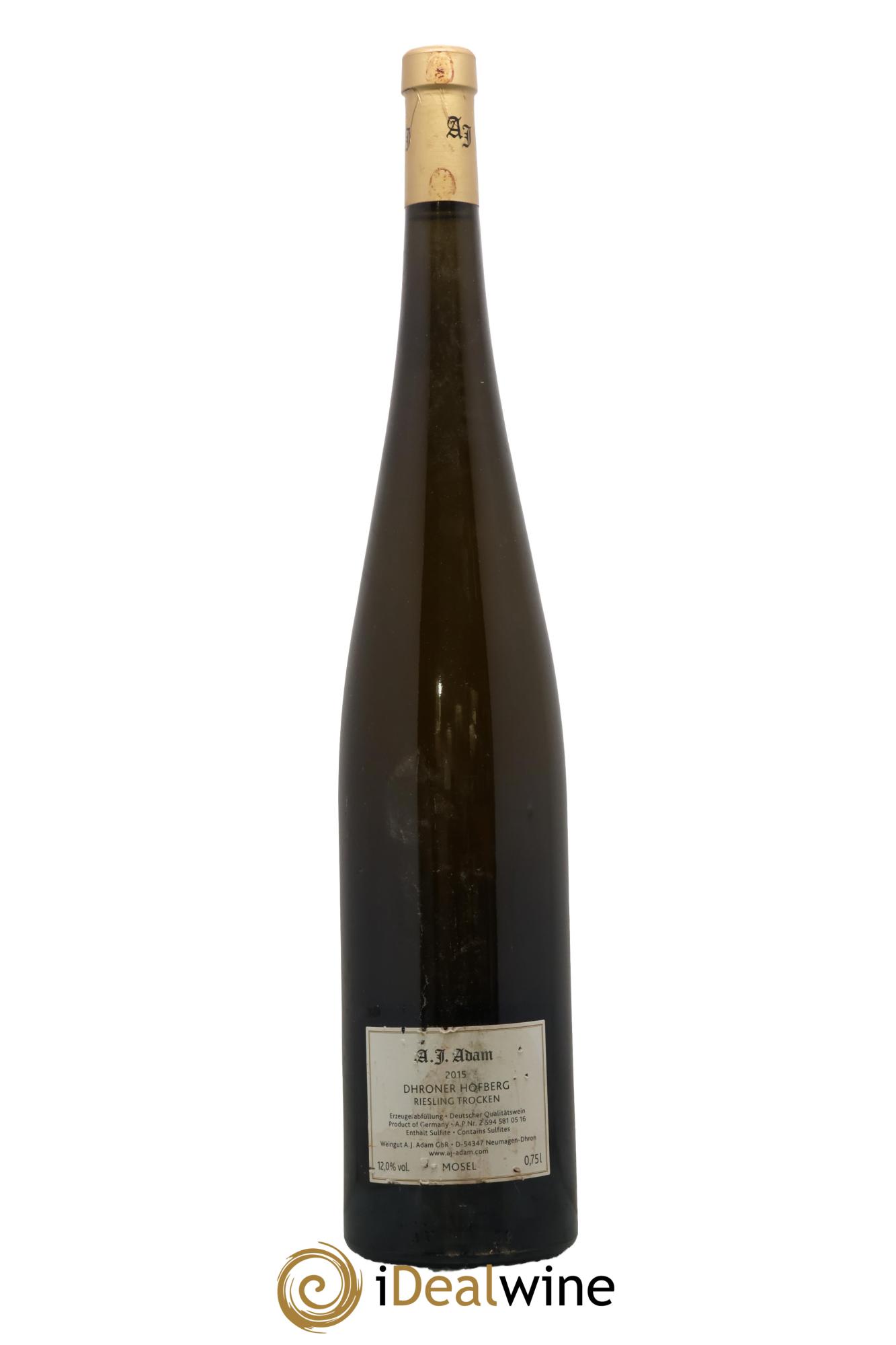Allemagne Dhroner Hofberg Trocken Ap 05 16 Weingut A.J. Adam 2015 - Lot of 1 magnum - 1