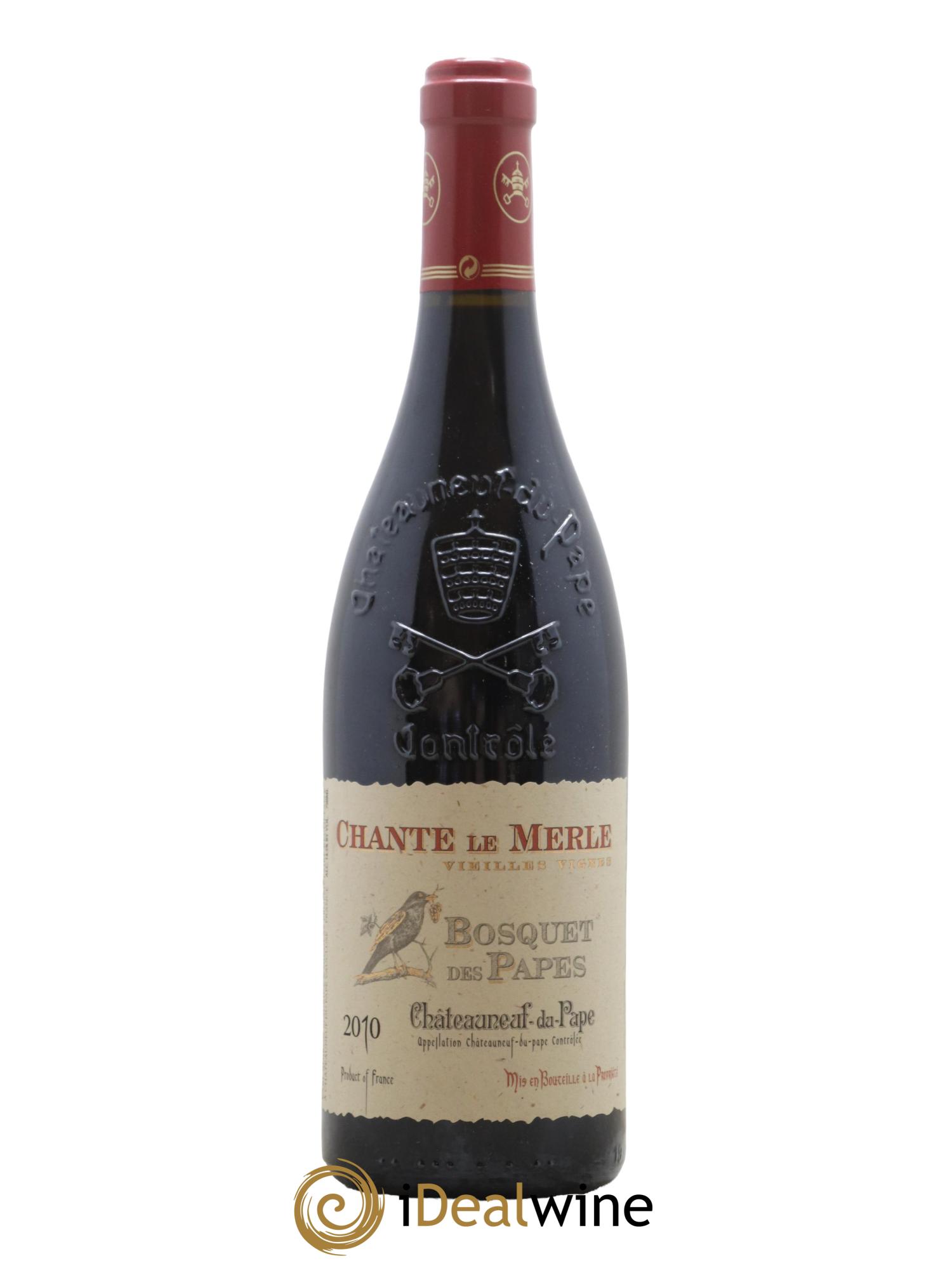 Châteauneuf-du-Pape Bosquet des Papes Chante Le Merle Famille Boiron Vieilles Vignes 2010 - Lot de 1 bouteille - 0