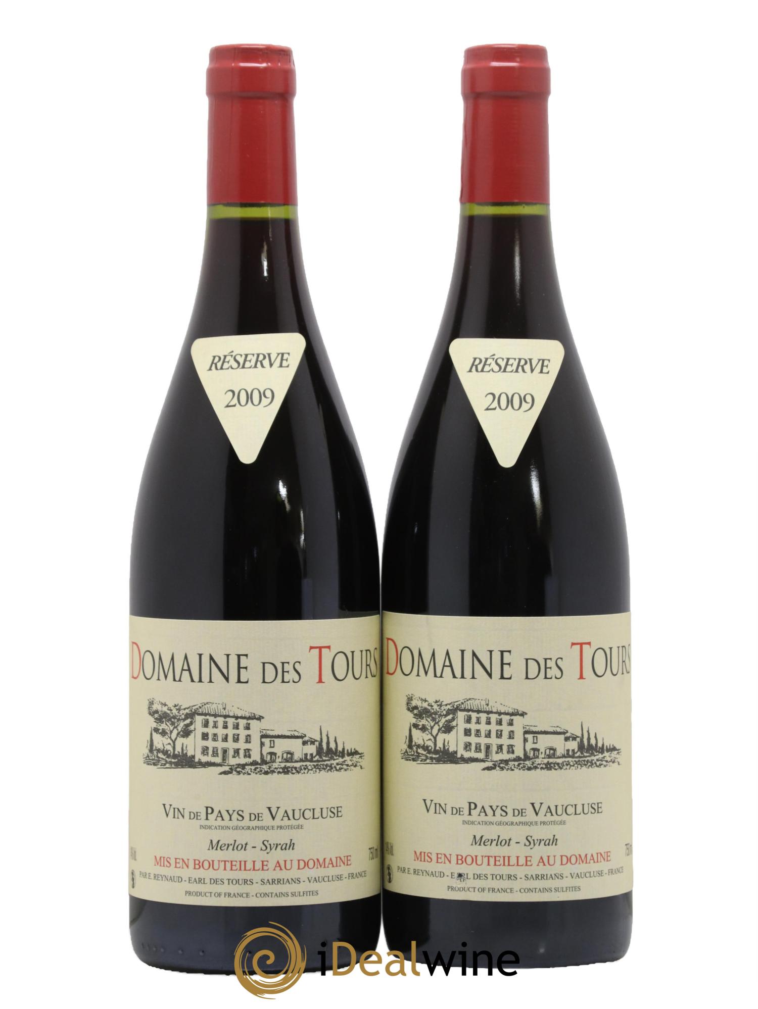 Vaucluse Domaine des Tours Merlot-Syrah Emmanuel Reynaud 2009 - Lot de 2 bouteilles - 0