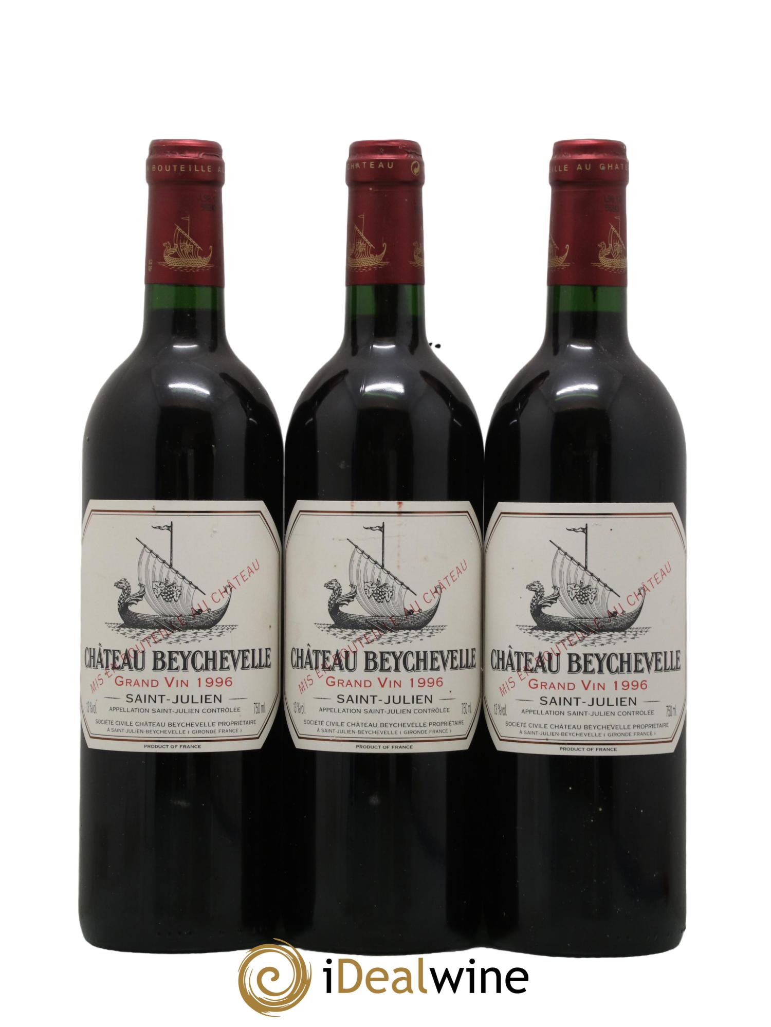 Château Beychevelle 4ème Grand Cru Classé 1996 - Lot de 3 bouteilles - 0