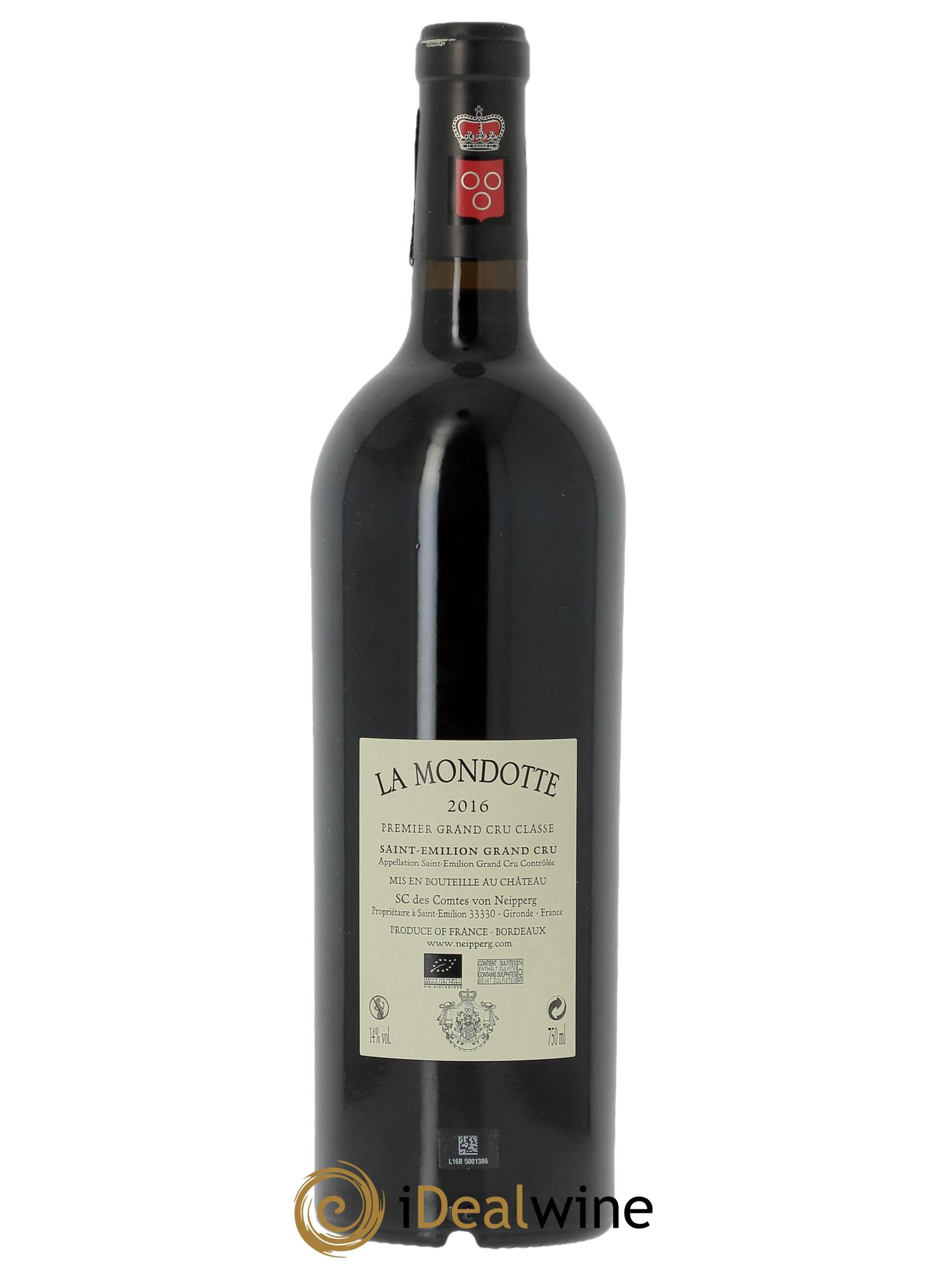 La Mondotte 1er Grand Cru Classé B depuis 2012 2016 - Lot de 1 bouteille - 1