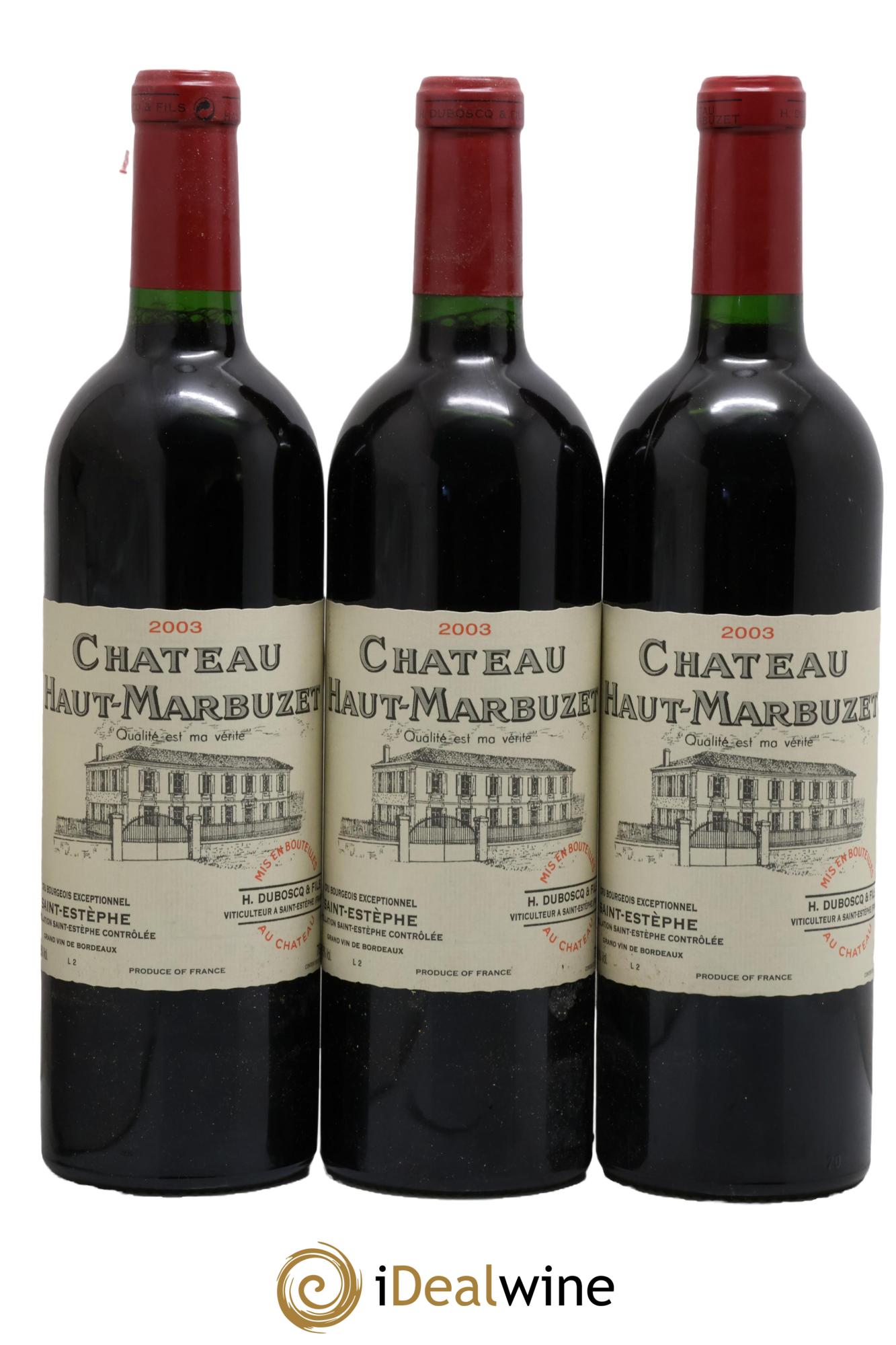Château Haut Marbuzet 2003 - Lot de 3 bouteilles - 0