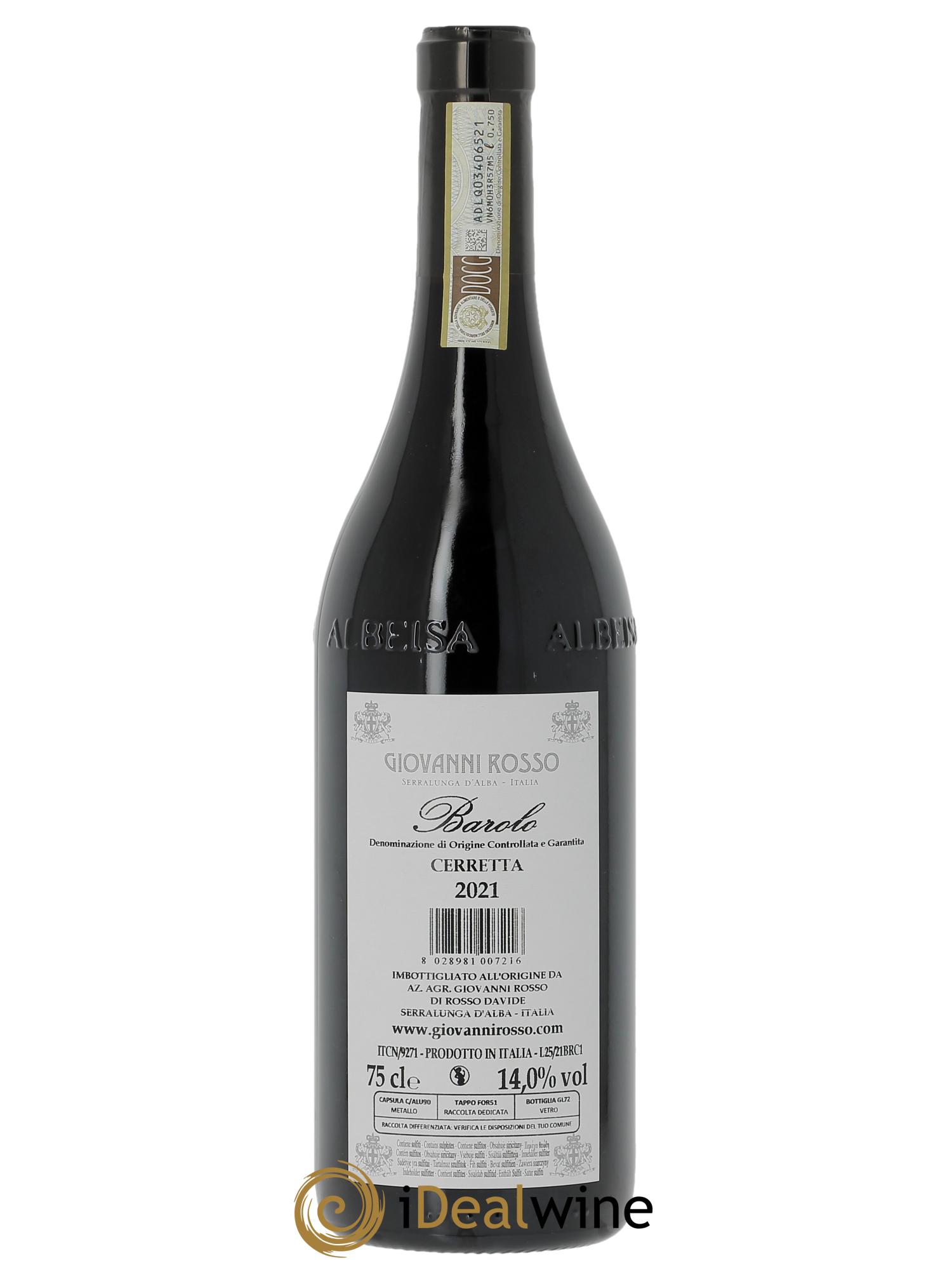 Barolo DOCG Cerretta Giovanni Rosso 2021 - Lot of 1 bottle - 1