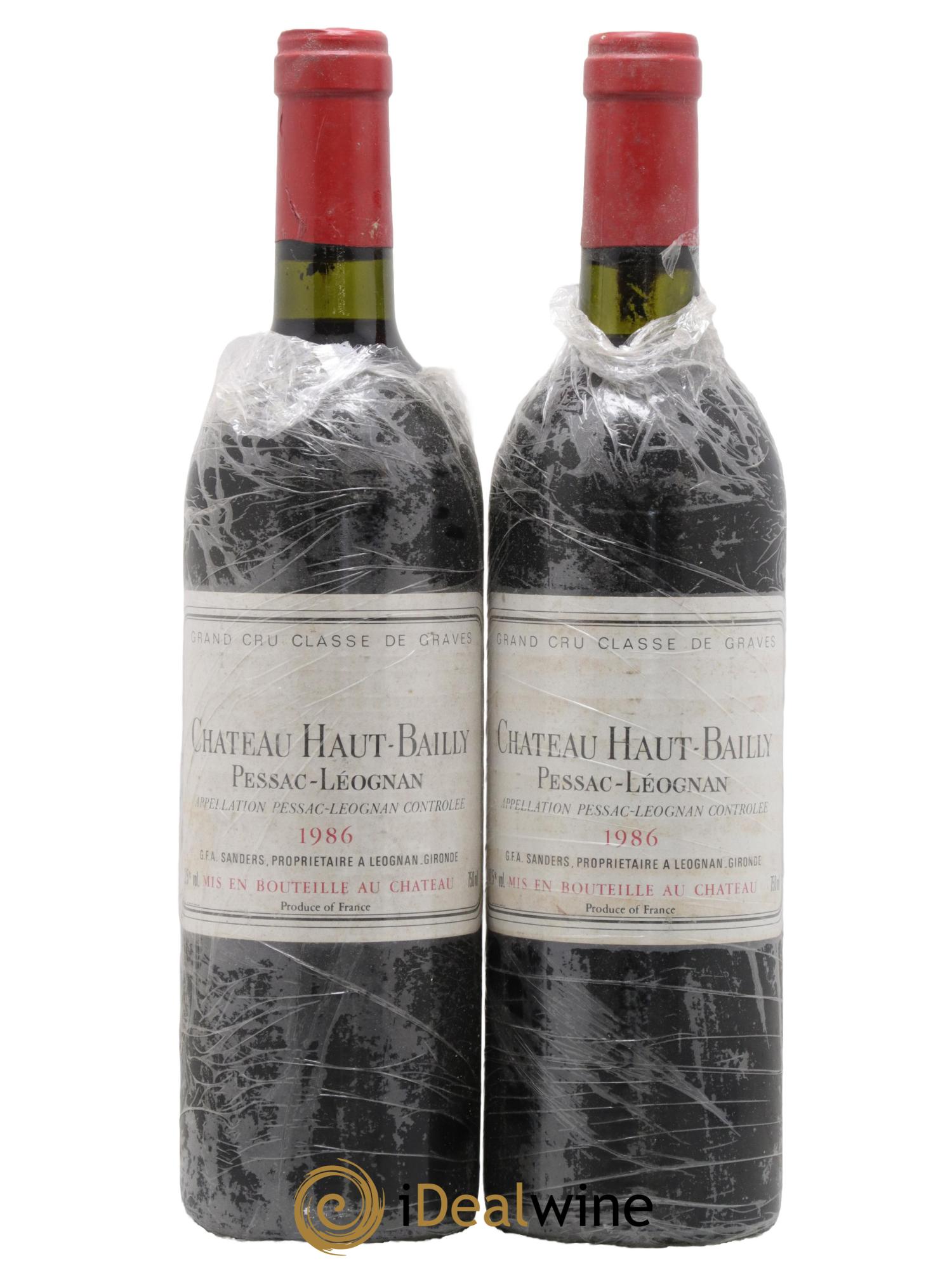 Château Haut-Bailly Cru Classé de Graves 1986 - Lot de 2 bouteilles - 0