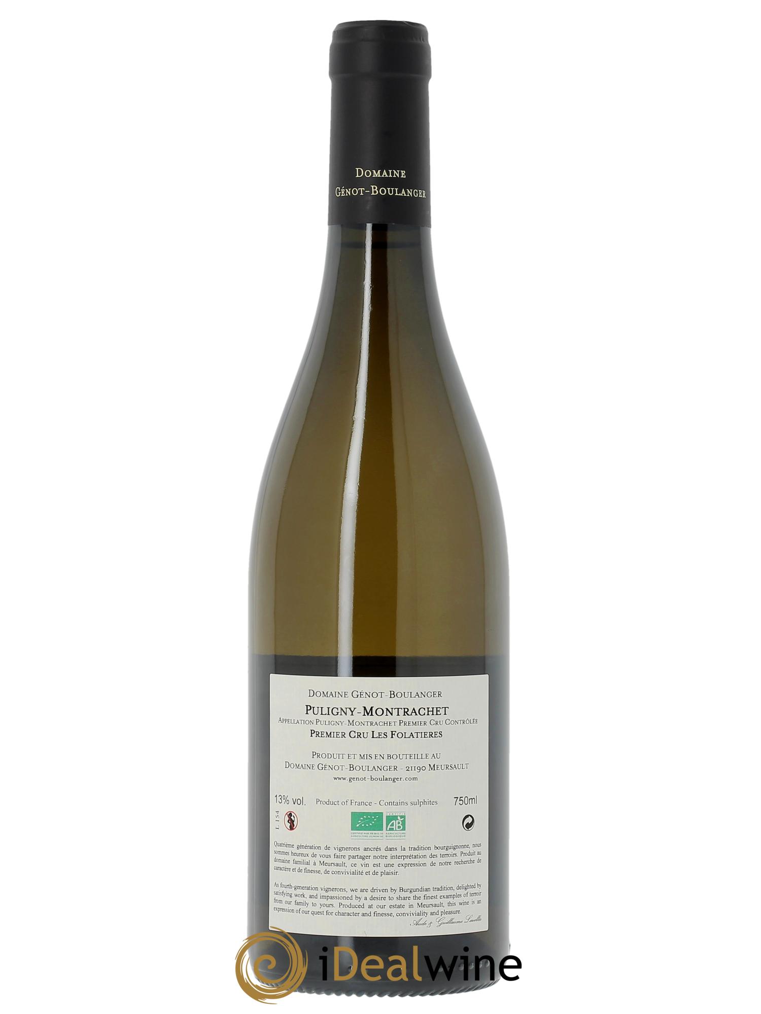 Puligny-Montrachet 1er Cru Les Folatières Génot-Boulanger (Domaine)  2022 - Lot de 1 bouteille - 1