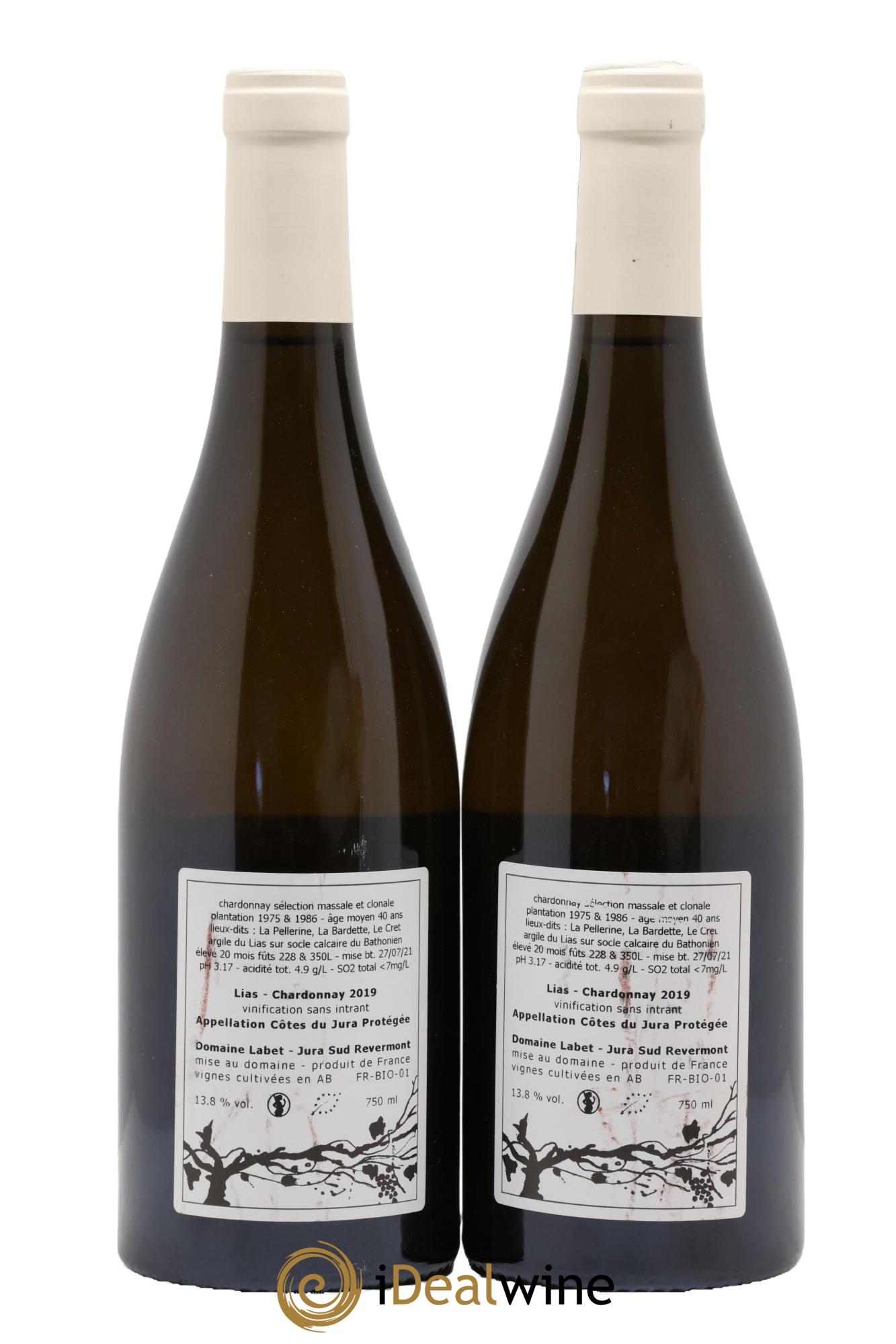 Côtes du Jura Chardonnay Lias Romain - Julien - Charline Labet 2019 - Lot de 2 bouteilles - 1