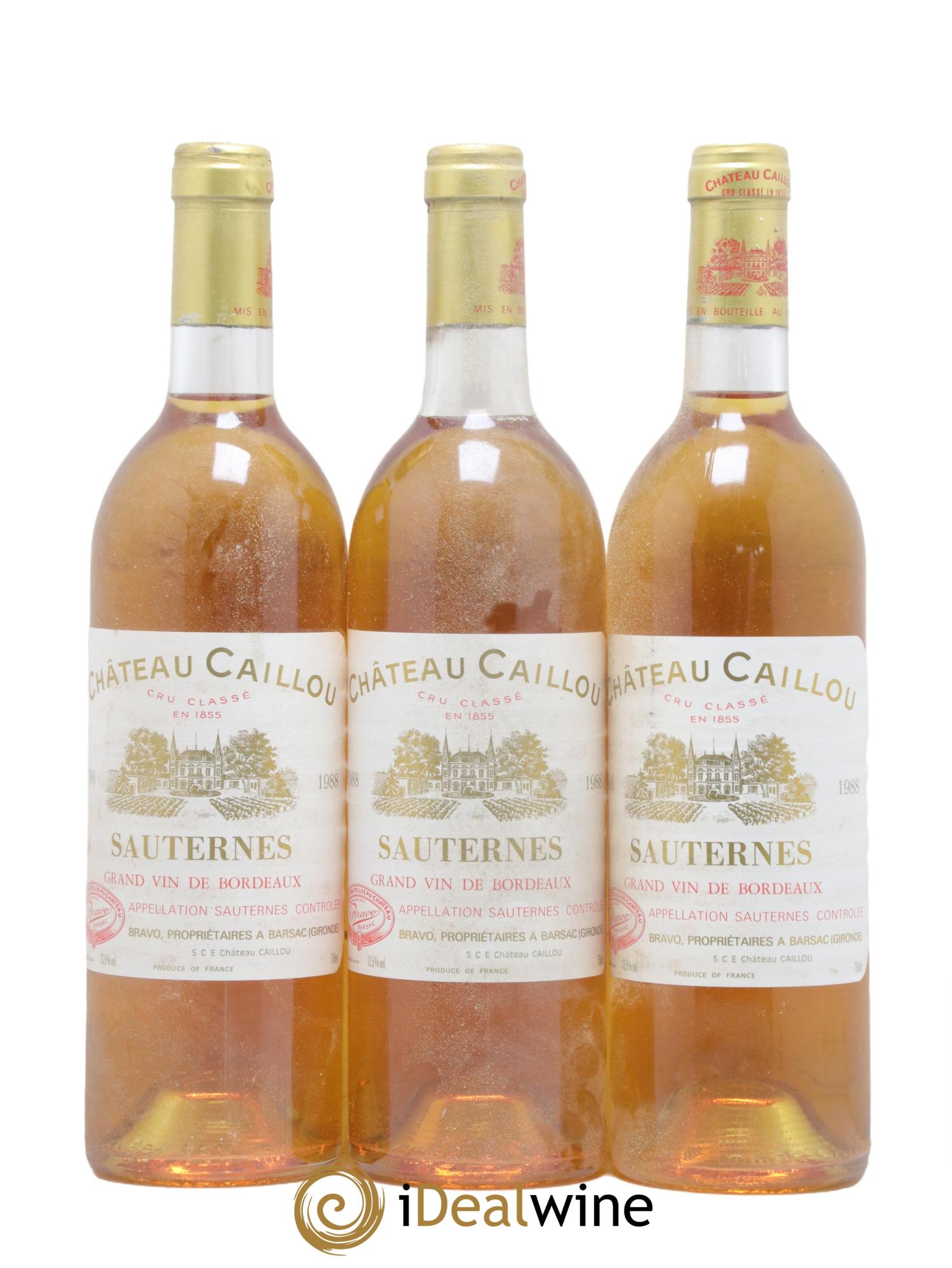 Château Caillou 2ème Grand Cru Classé 1988 - Lotto di 3 bottiglie - 0