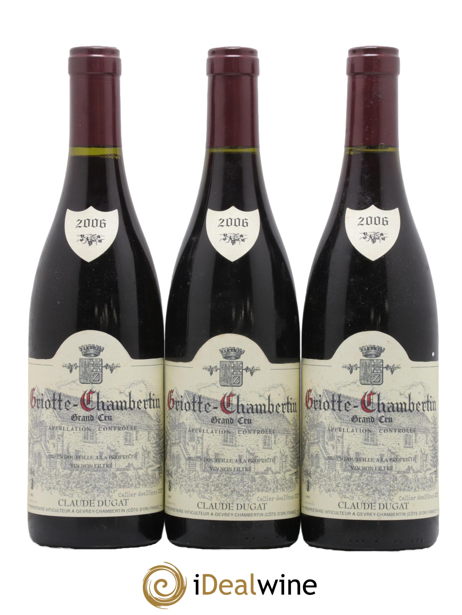 Griotte-Chambertin Grand Cru Claude Dugat 2006 - Lot de 3 bouteilles - 0