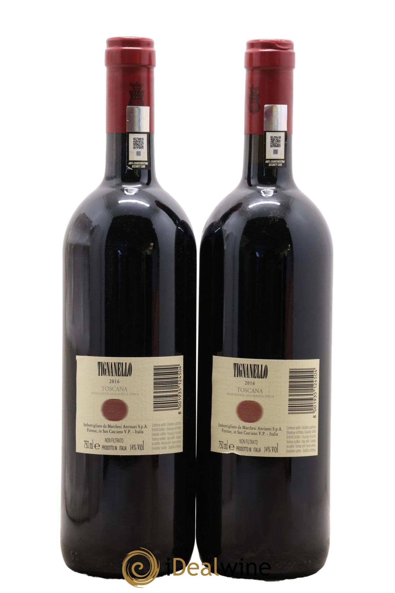 Toscana IGT Tignanello Tenuta Tignanello - Marchesi Antinori 2016 - Lot de 2 bouteilles - 1