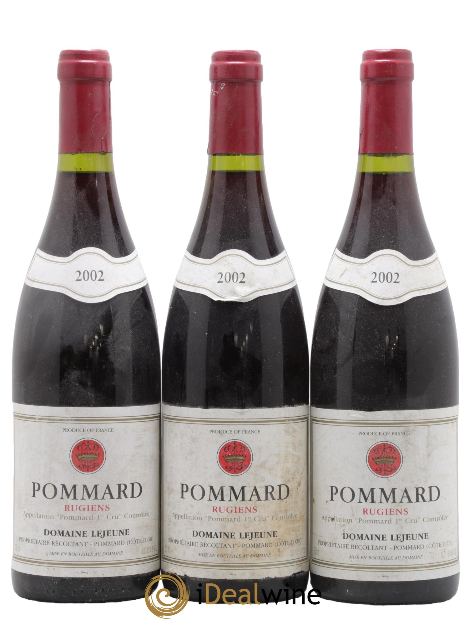 Pommard 1er Cru Rugiens Domaine Lejeune 2002 - Lot de 3 bouteilles - 0
