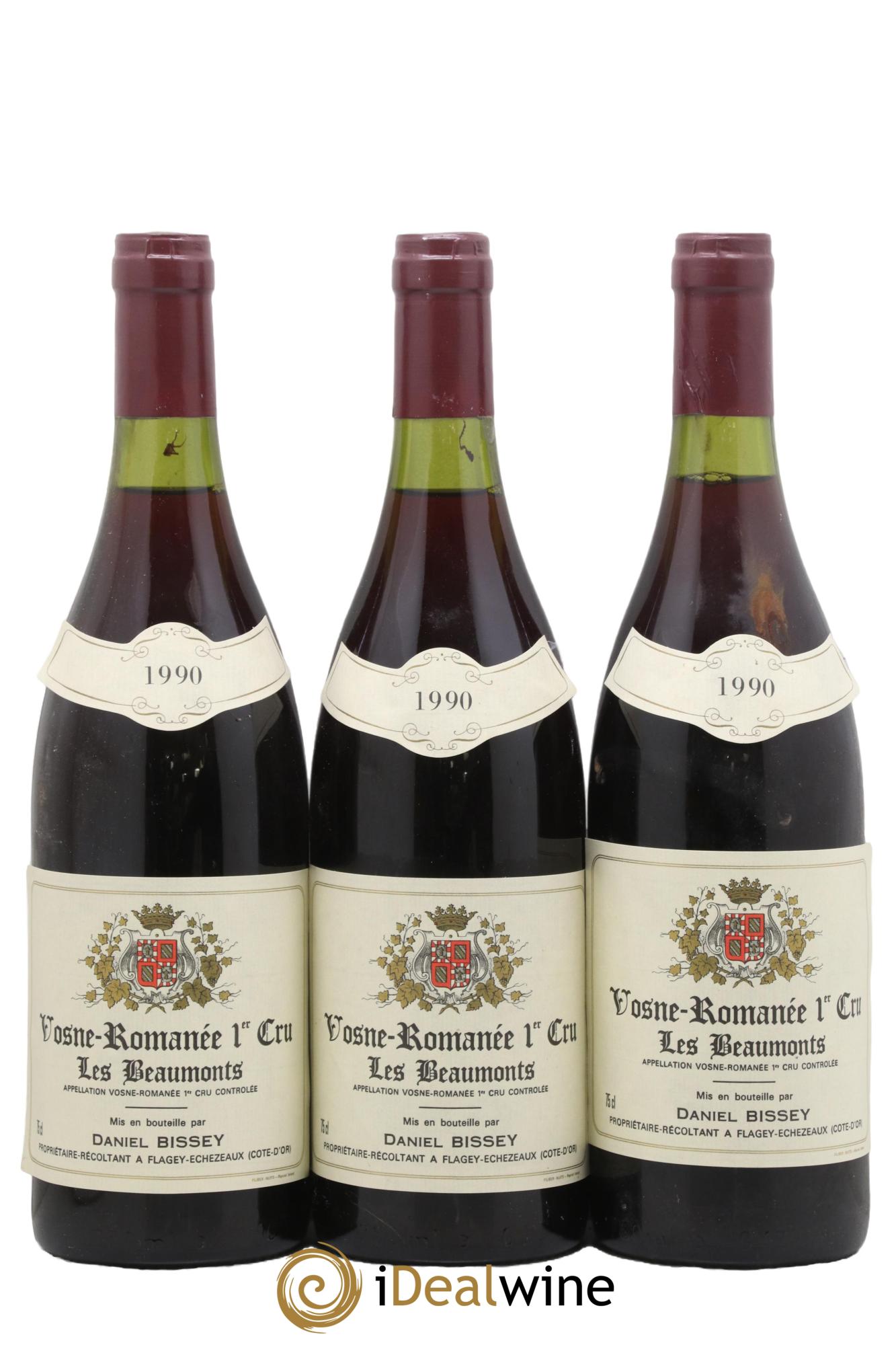 Vosne-Romanée 1er Cru Les Beaumonts Daniel Bissey 1990 - Lot de 3 bouteilles - 0