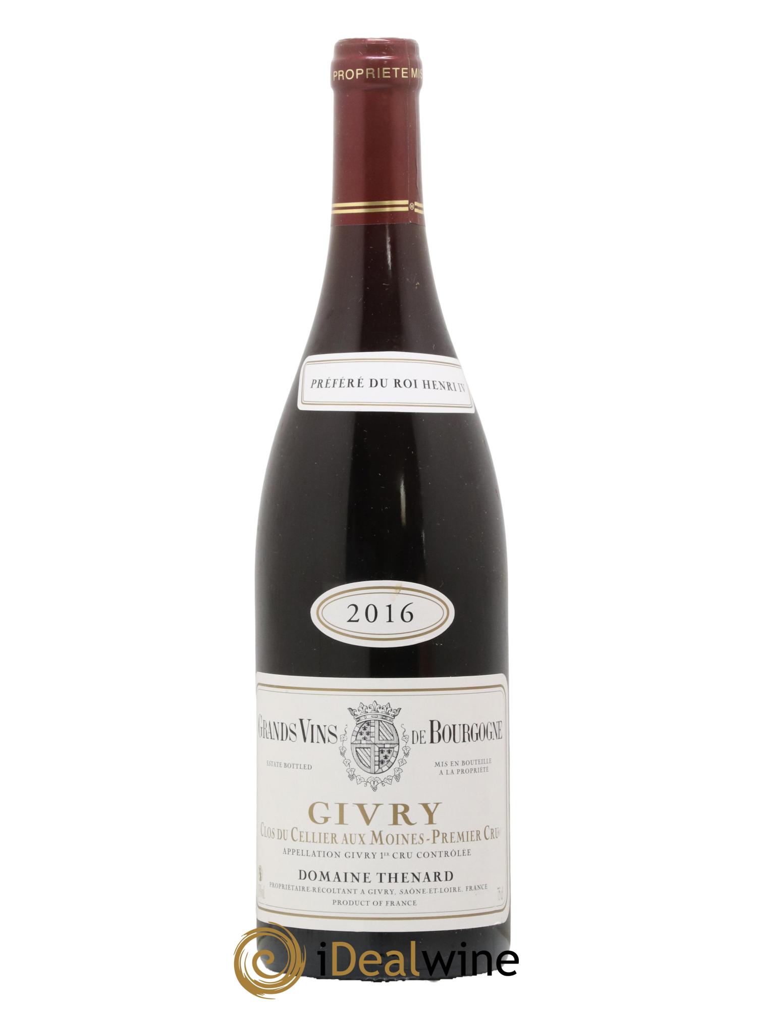 Givry 1er Cru Clos Du Cellier Aux Moines Domaine Thenard 2016 - Lot de 1 bouteille - 0