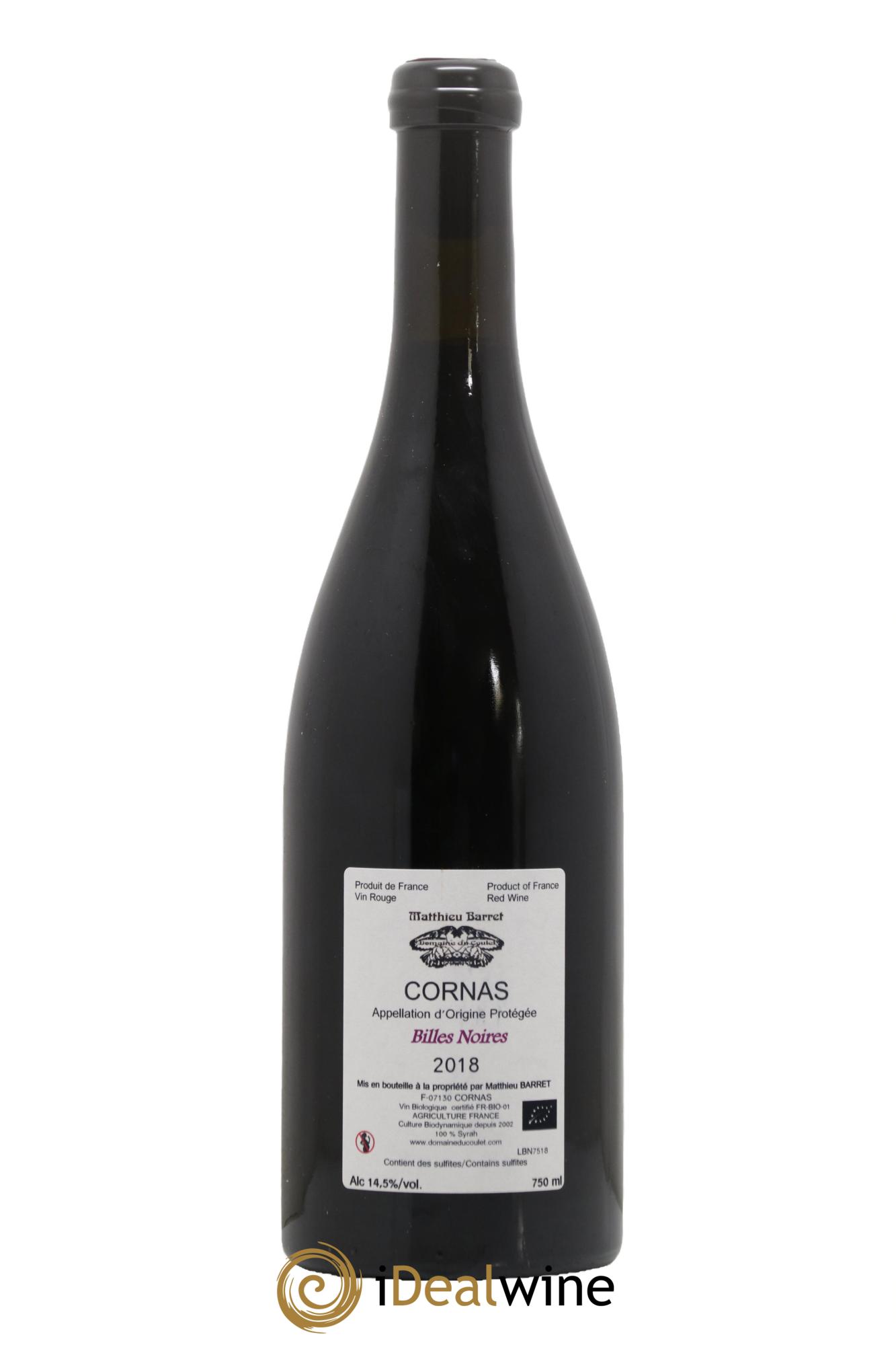 Cornas Billes Noires Coulet (Domaine du) - Matthieu Barret 2018 - Lot de 1 bouteille - 1