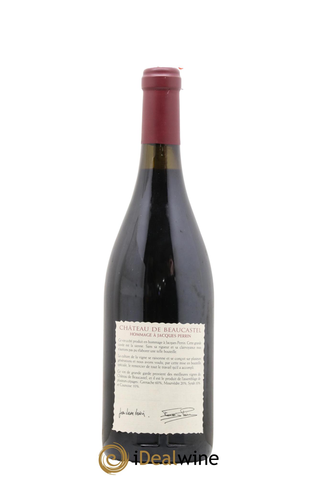 Châteauneuf-du-Pape Château de Beaucastel Hommage à Jacques Perrin Famille Perrin 1998 - Lot de 1 bouteille - 1