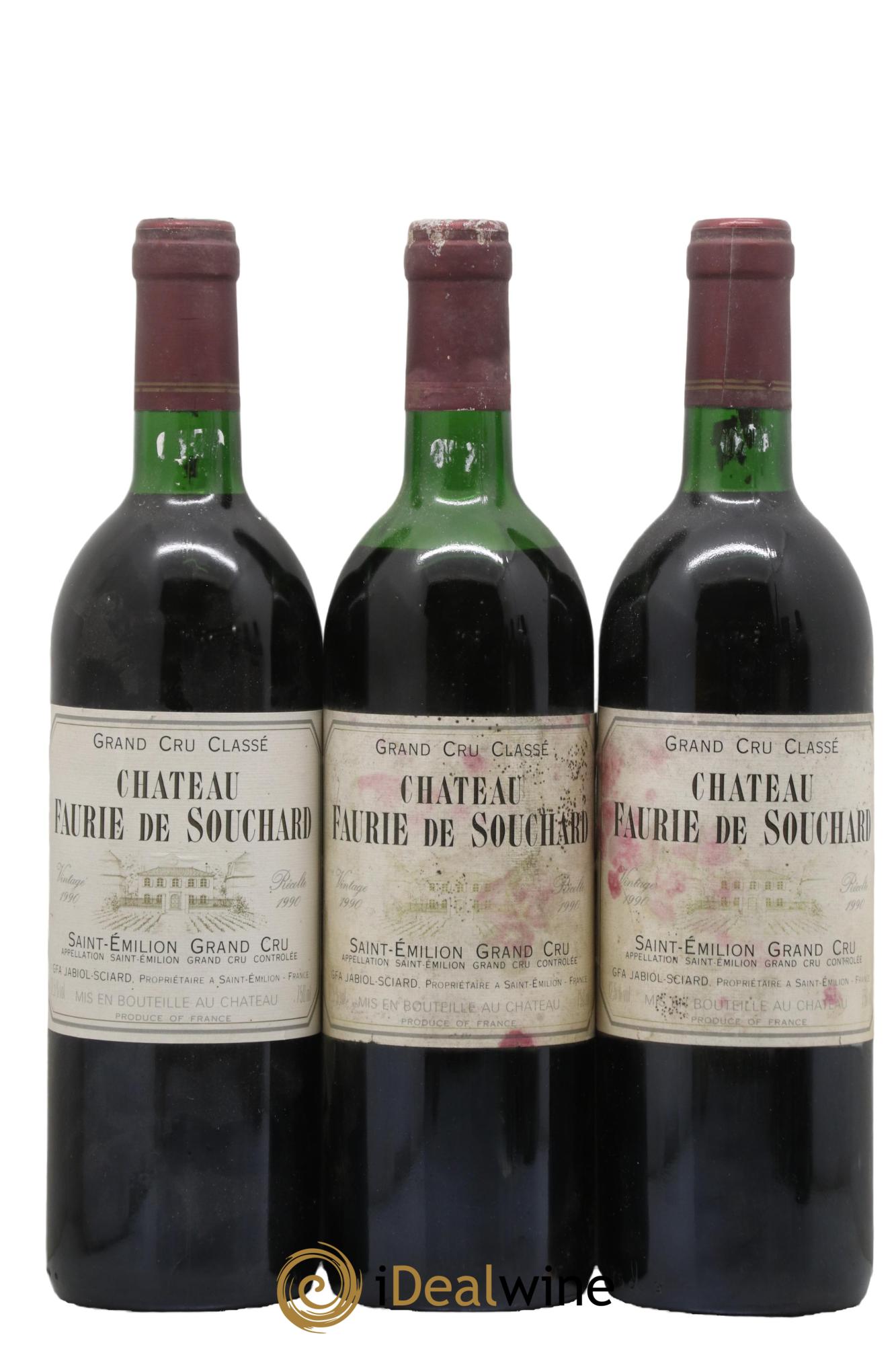 Château Faurie de Souchard Grand Cru Classé 1990 - Lot of 3 bottles - 0