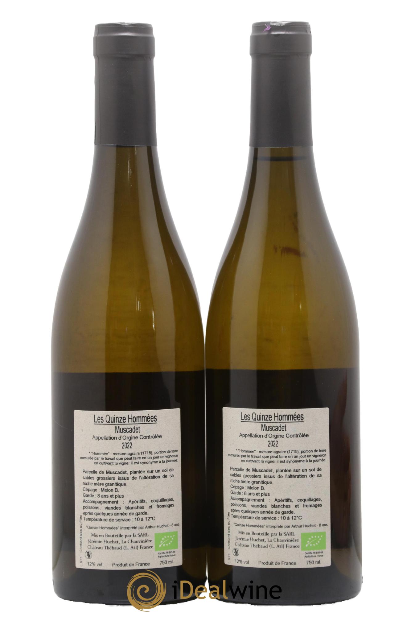 Muscadet Les Quinze Hommées Domaine de la Chauvinière Jérémie Huchet 2022 - Lot de 2 bouteilles - 1