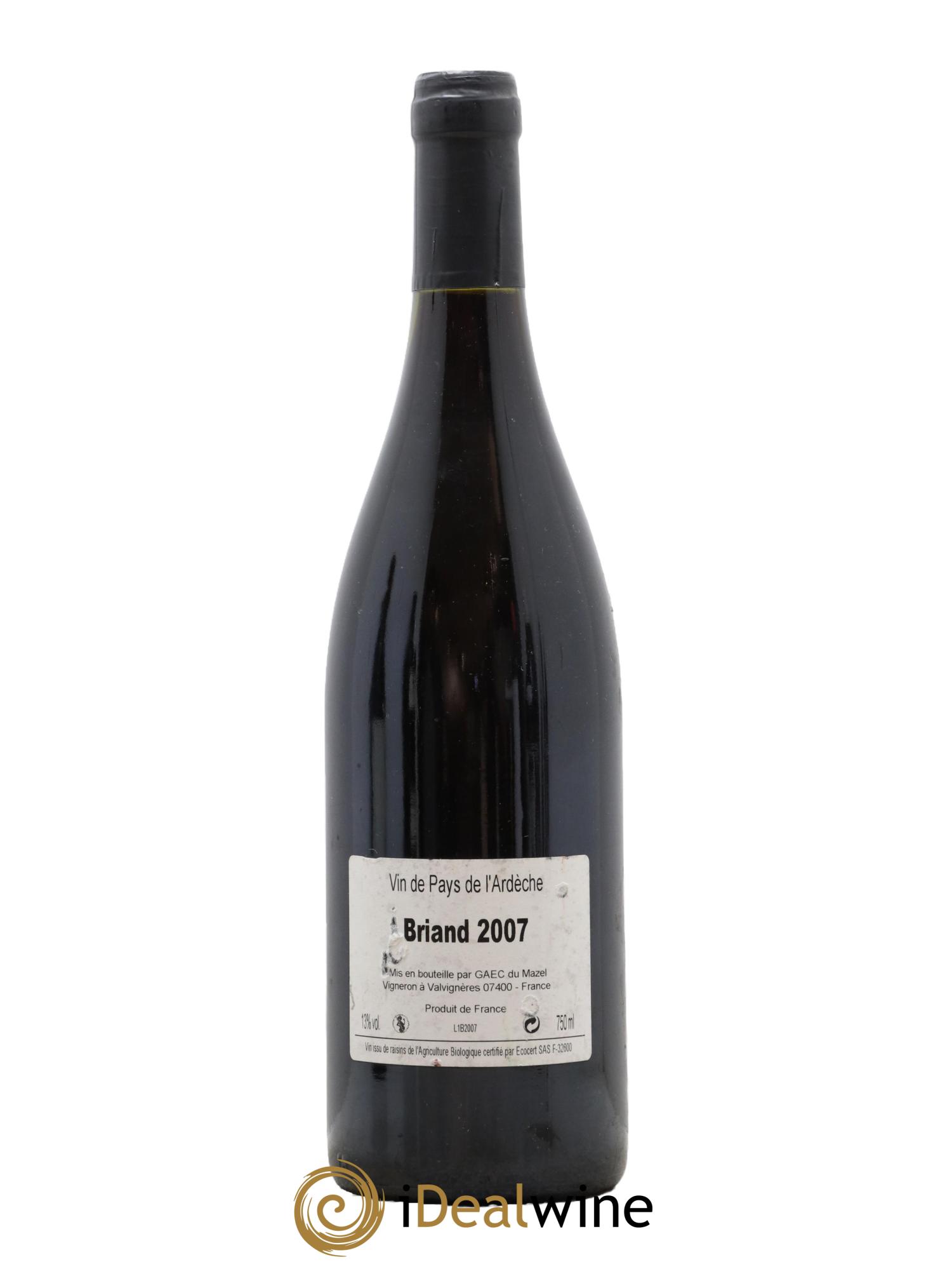 Ardèche Briand Le Mazel Gerald Oustric 2007 - Lot de 1 bouteille - 1