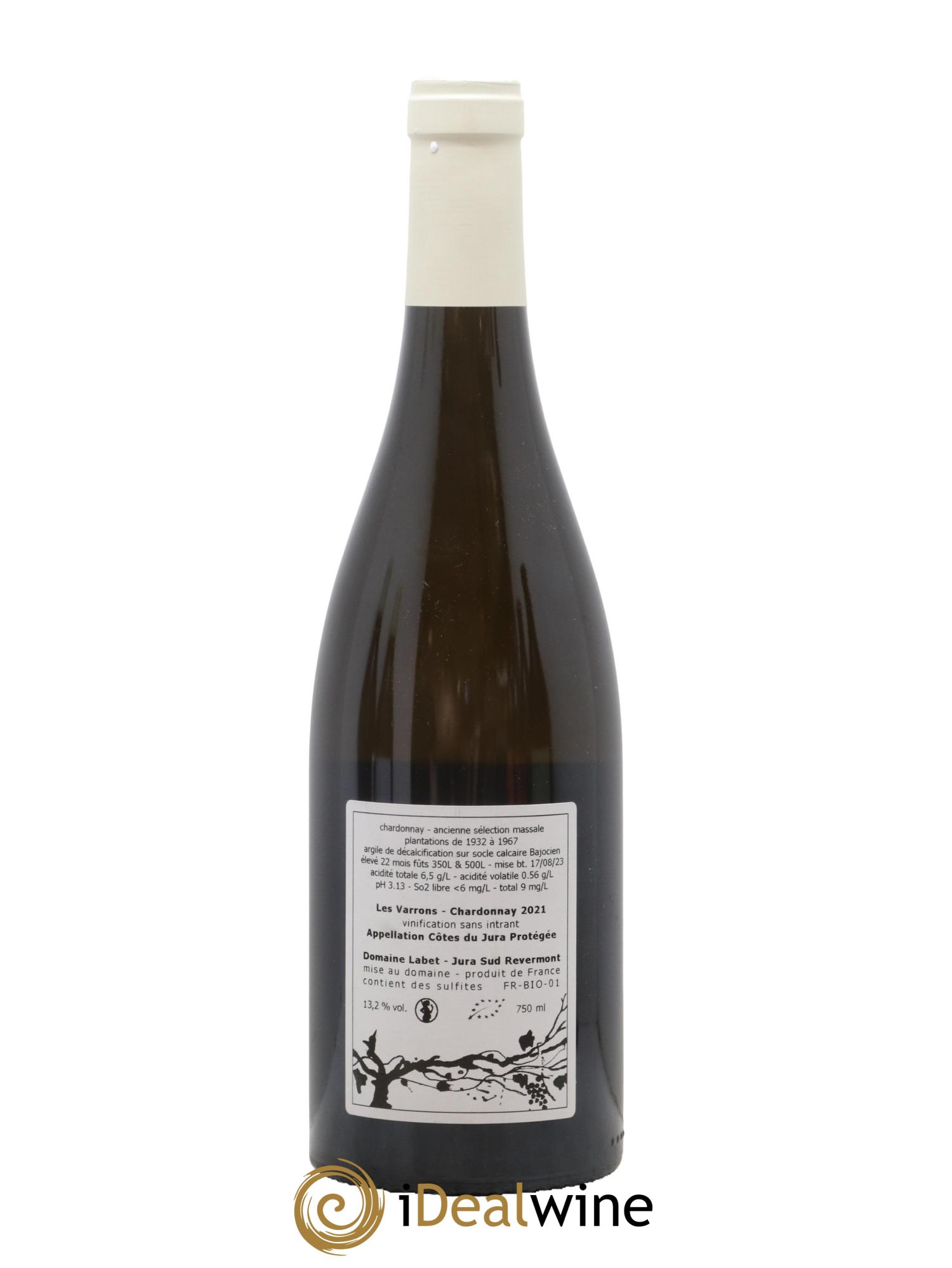 Côtes du Jura Chardonnay Les Varrons Romain - Julien - Charline Labet 2021 - Lot de 1 bouteille - 1