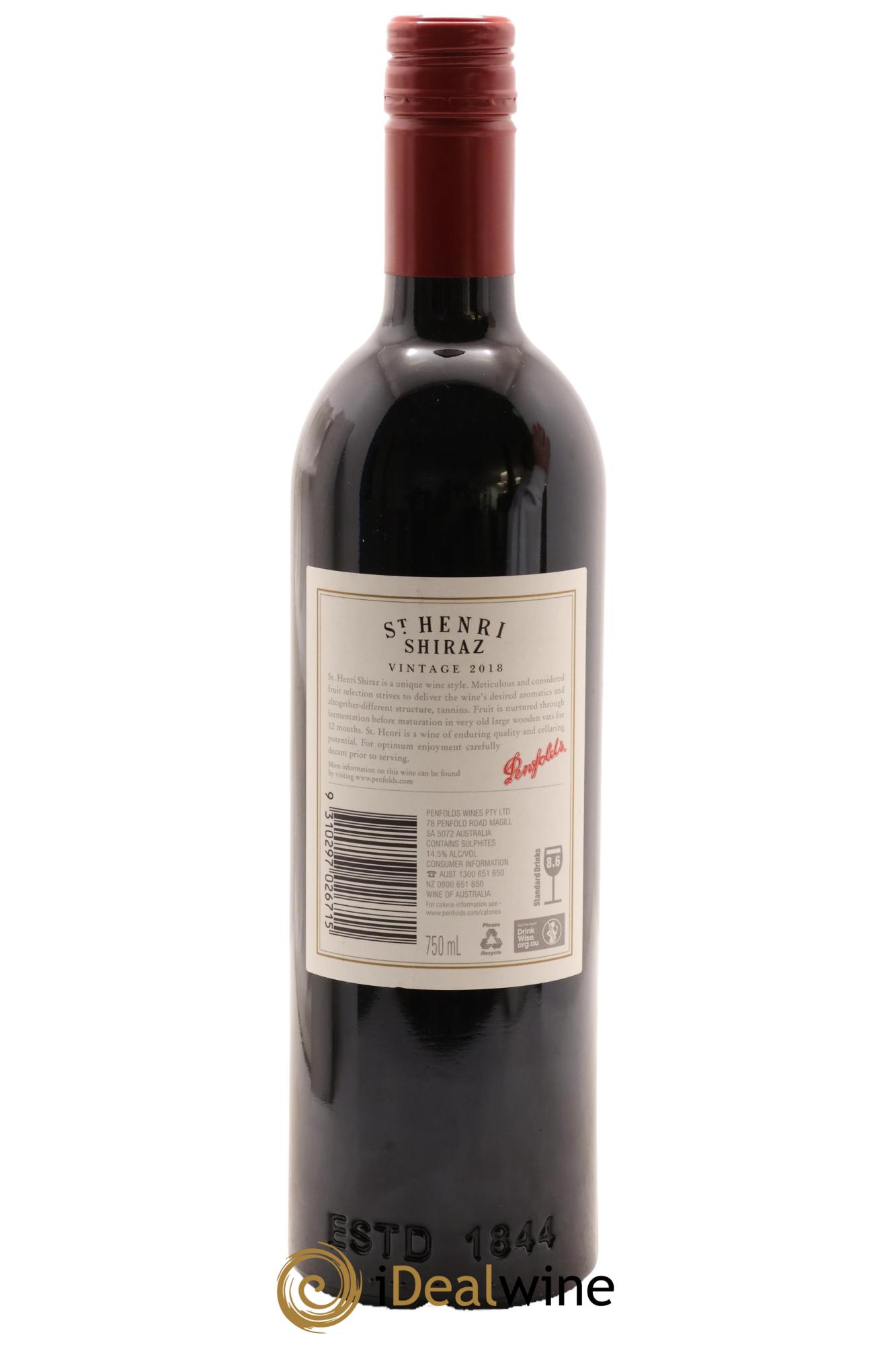 South Australia Penfolds Wines Saint Henri Shiraz 2018 - Lotto di 1 bottiglia - 1