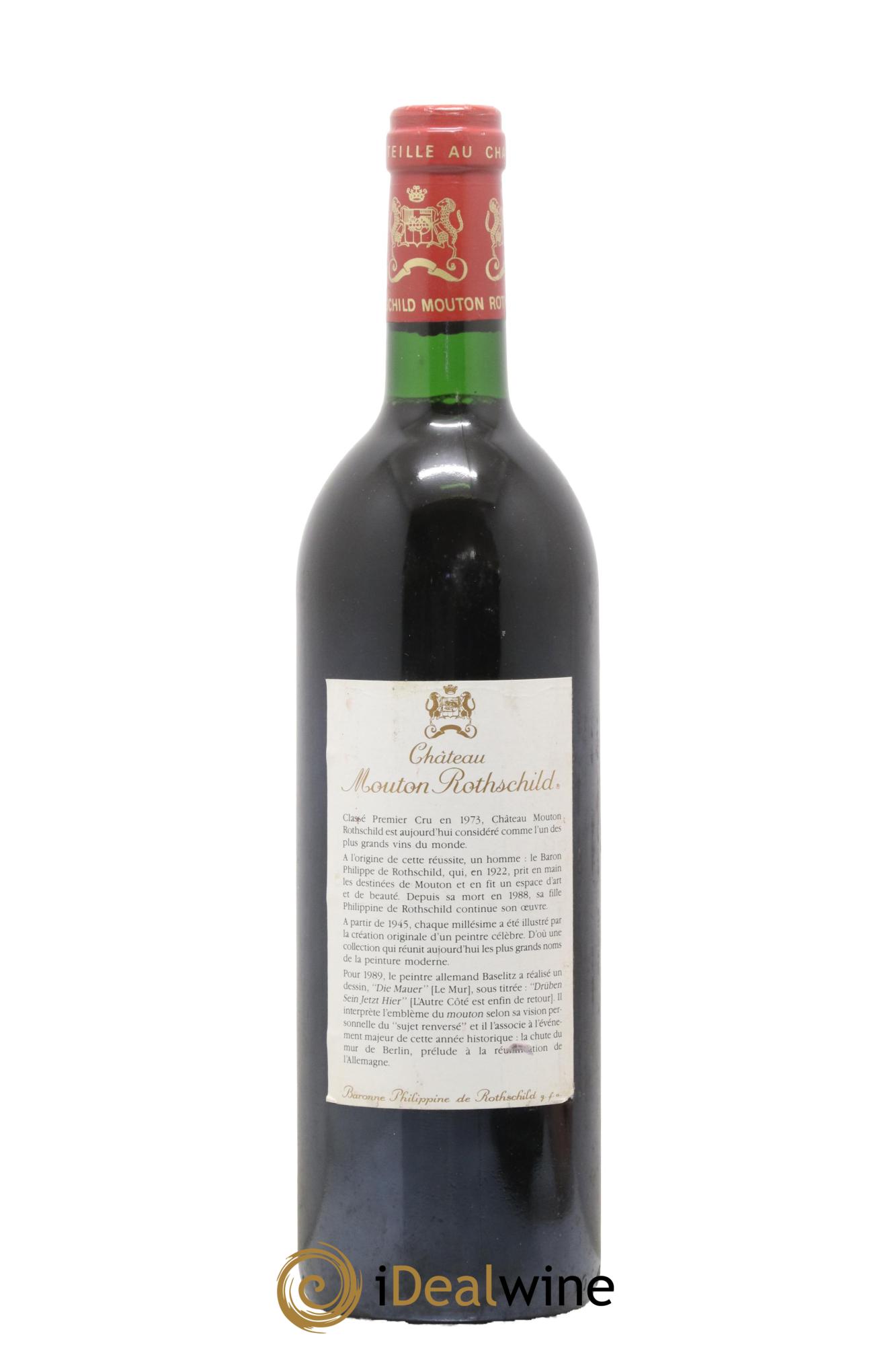 Château Mouton Rothschild 1er Grand Cru Classé 1989 - Lot de 1 bouteille - 1