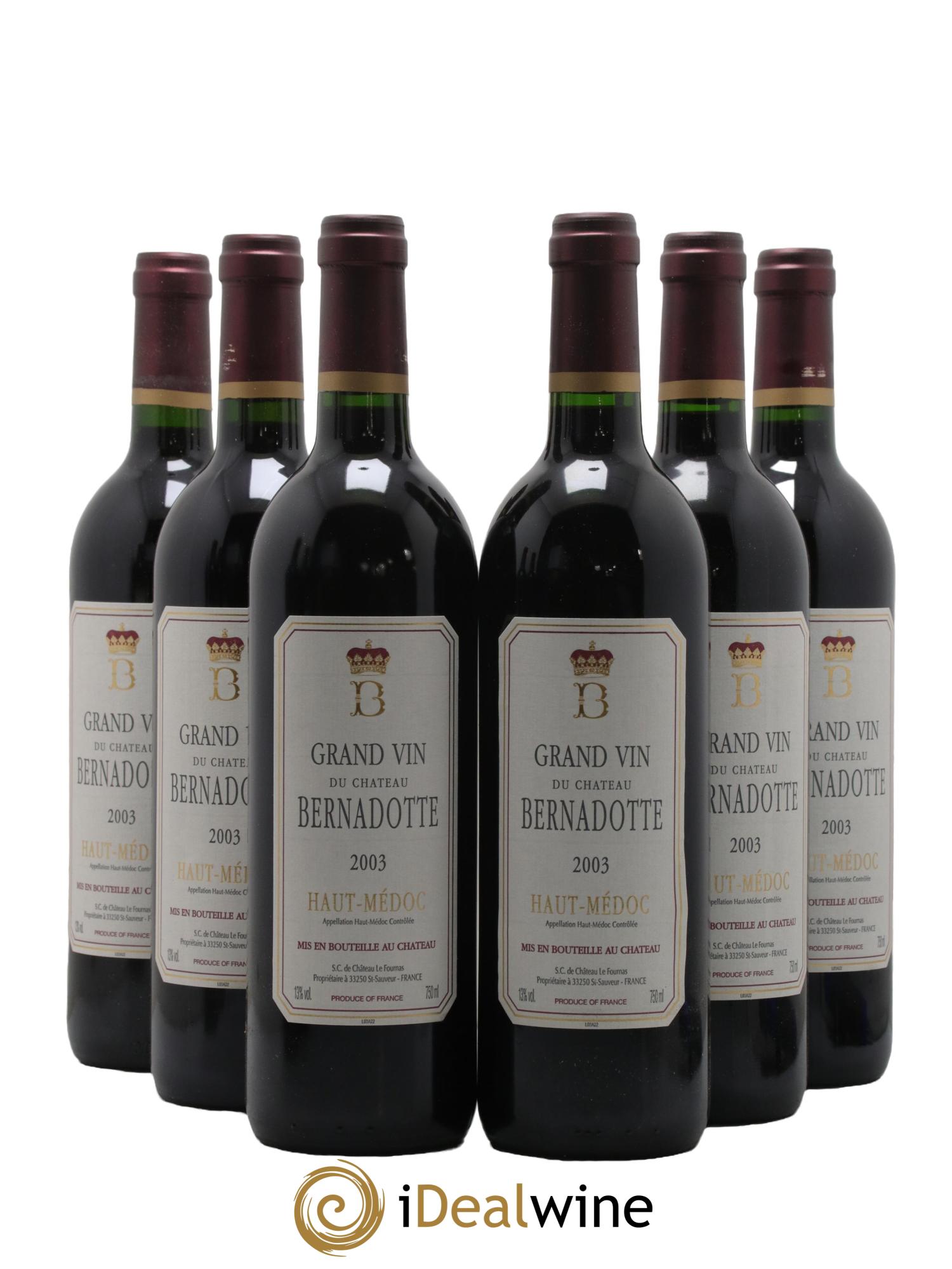 Château Bernadotte 2003 - Lot de 6 bouteilles - 0