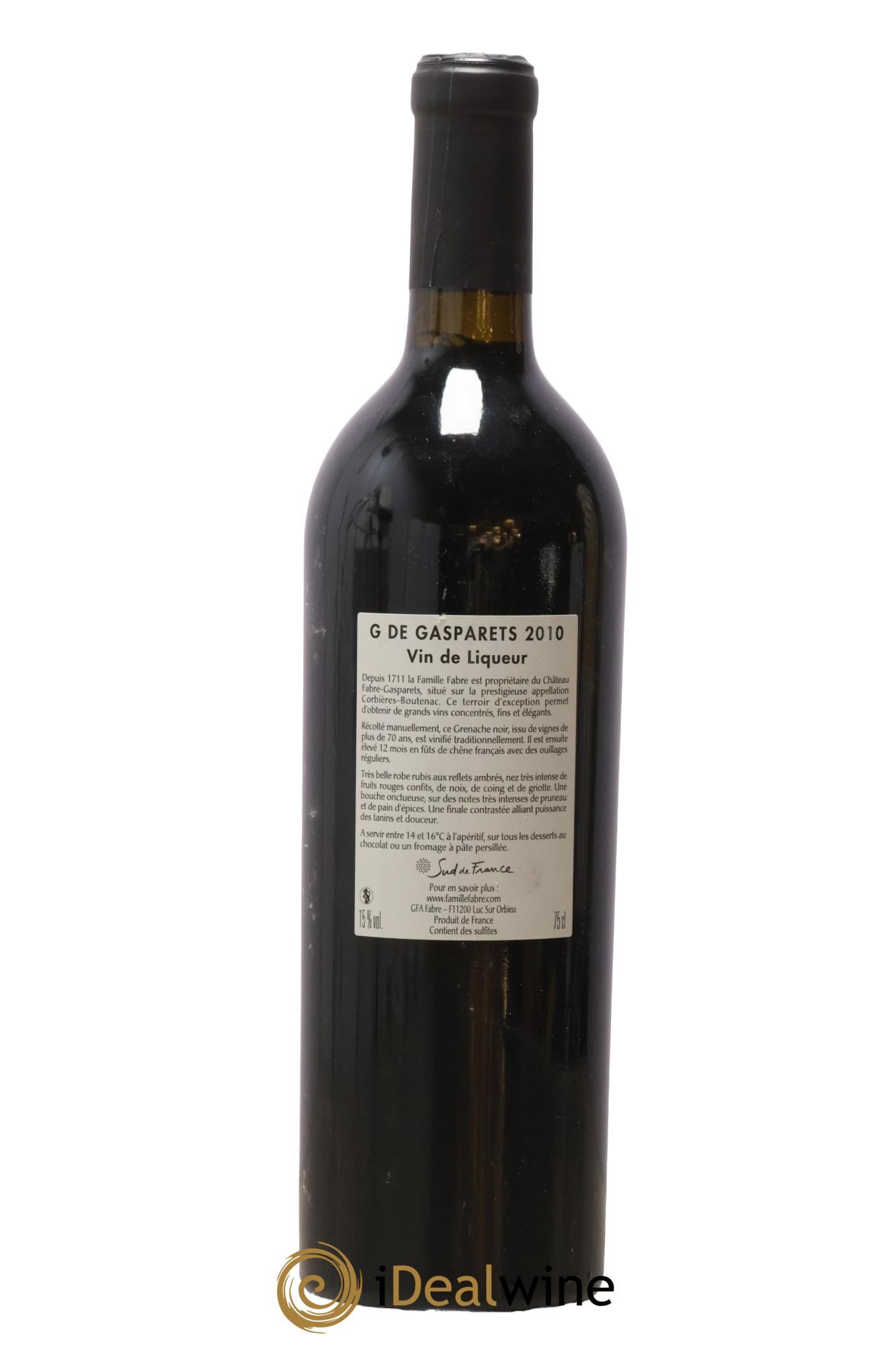 Languedoc G de Gasparets vin de liqueur 2010 - Lotto di 1 bottiglia - 1