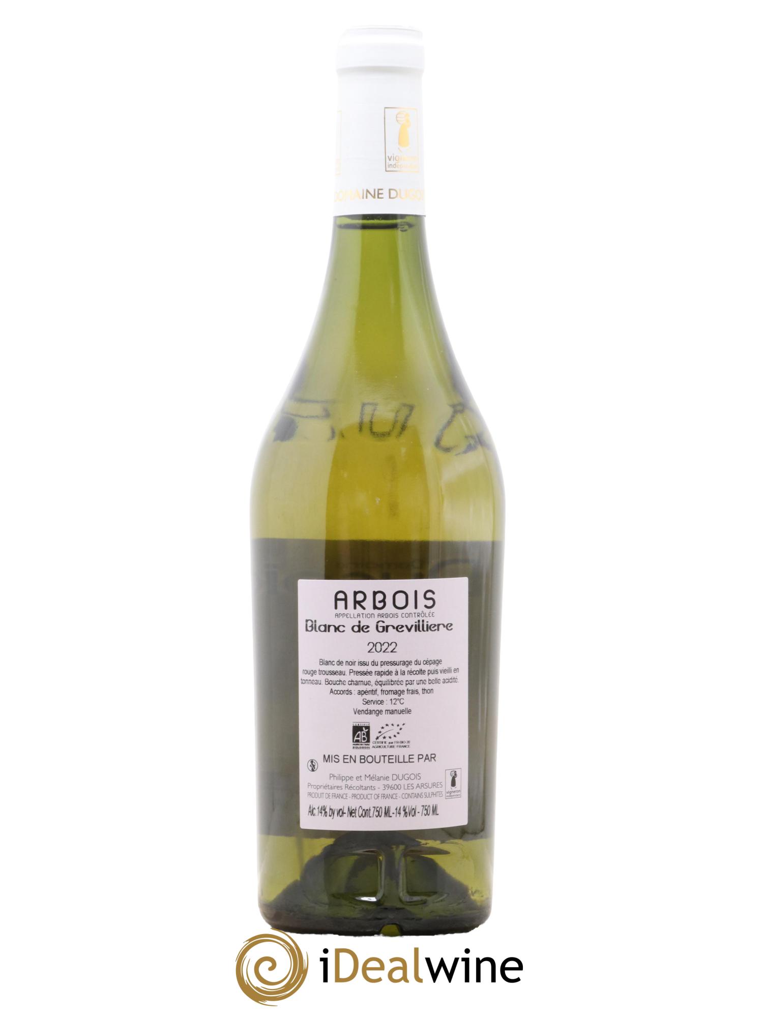 Arbois Blanc de Grevillière Domaine Dugois 2022 - Lot de 1 bouteille - 1