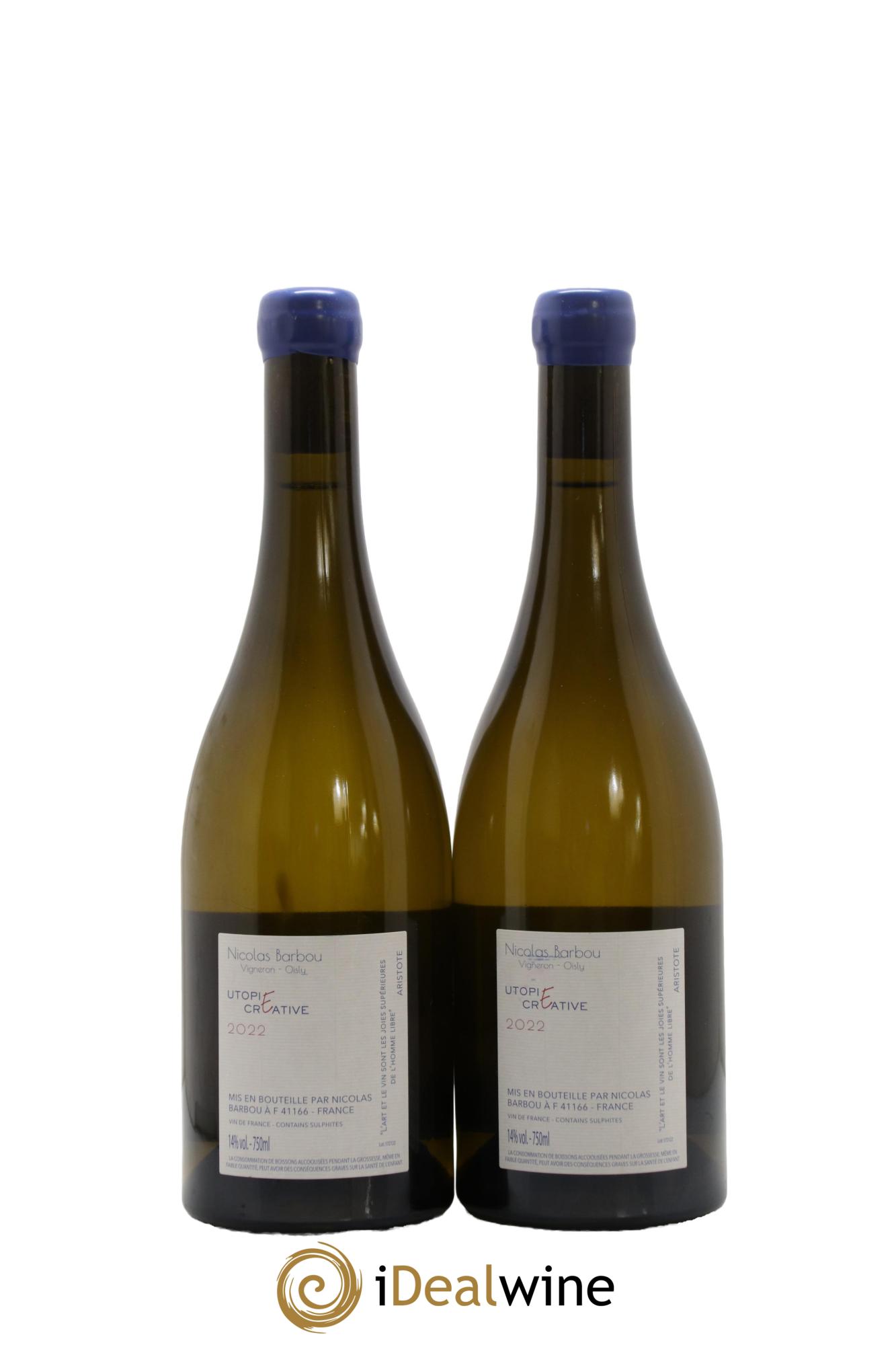 Touraine Oisly Utopie Créative Nicolas Barbou 2022 - Lot of 2 bottles - 1