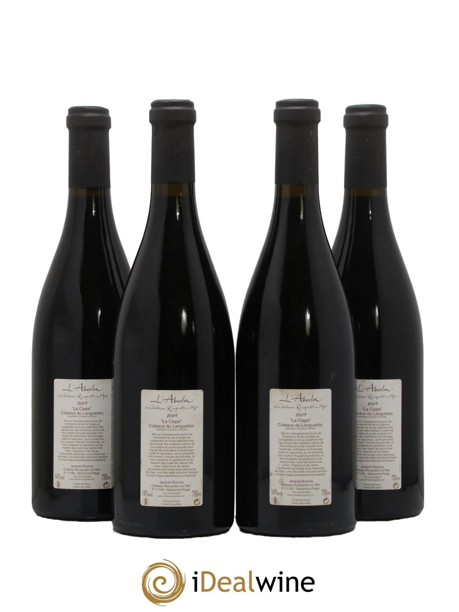Coteaux du Languedoc L'Absolu La Clape Château Rouquette sur Mer 2009 - Lot de 4 bouteilles - 1
