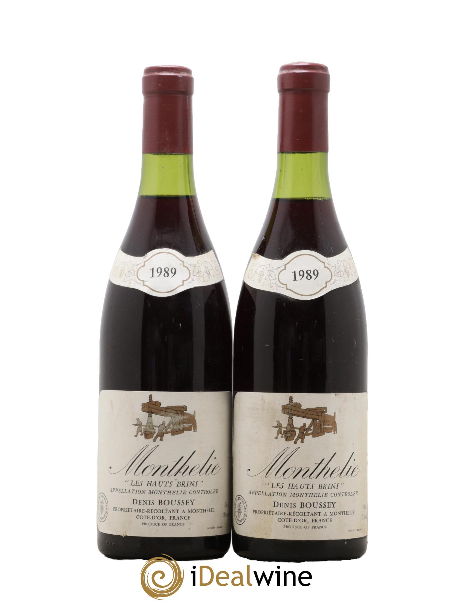 Monthélie Les Hauts Bruns Denis Boussey 1989 - Lot de 2 bouteilles - 0