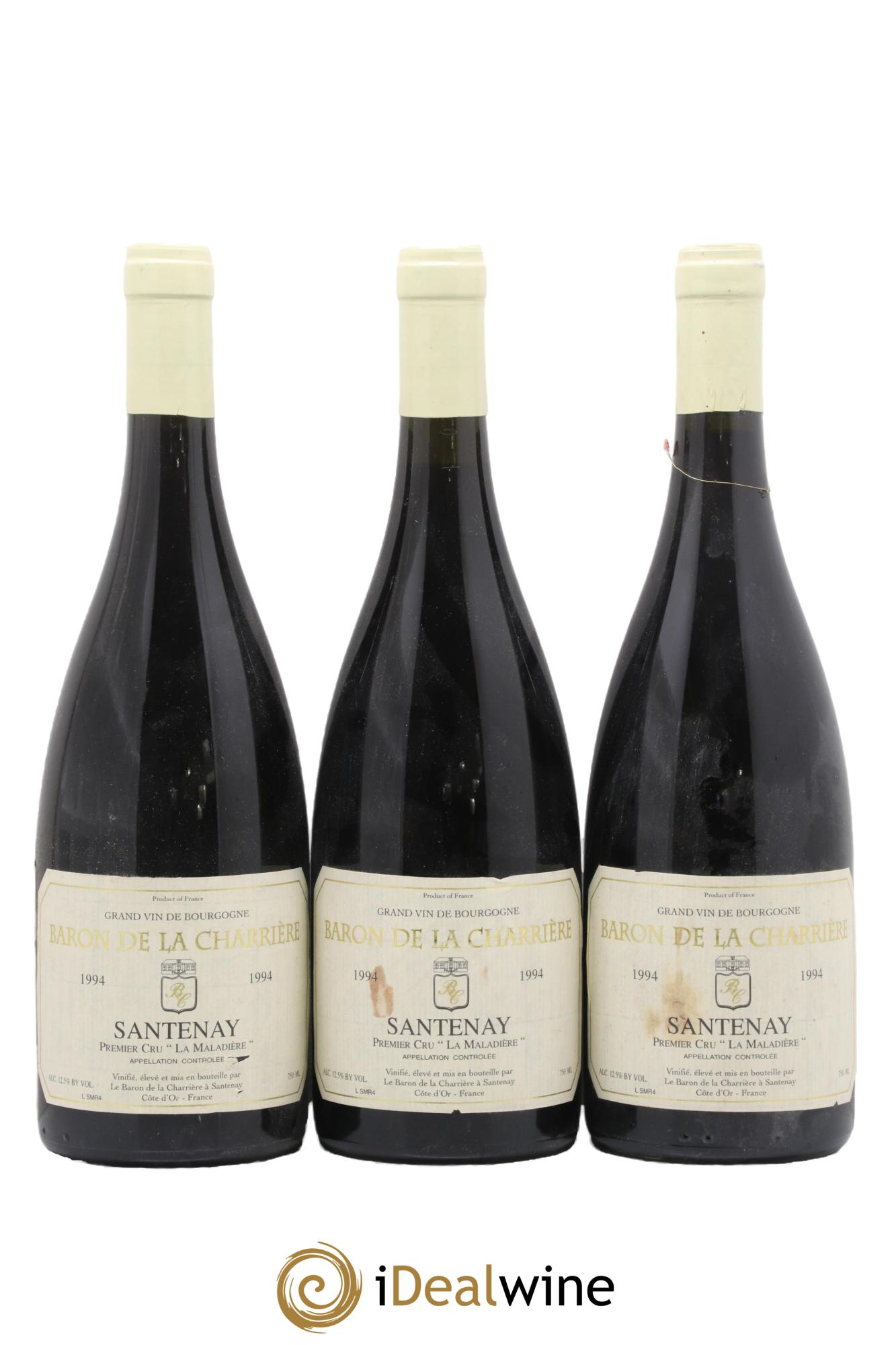 Santenay 1er Cru La Maladière Baron de la Charrière 1999 - Lot de 3 bouteilles - 0