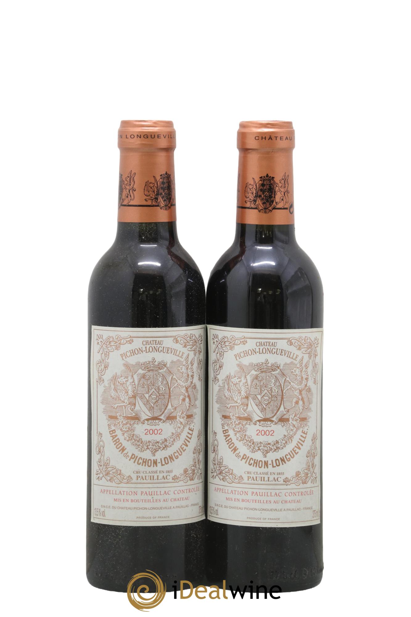 Pichon Longueville Baron 2ème Grand Cru Classé 2002 - Lotto di 2 mezze bottiglie - 0