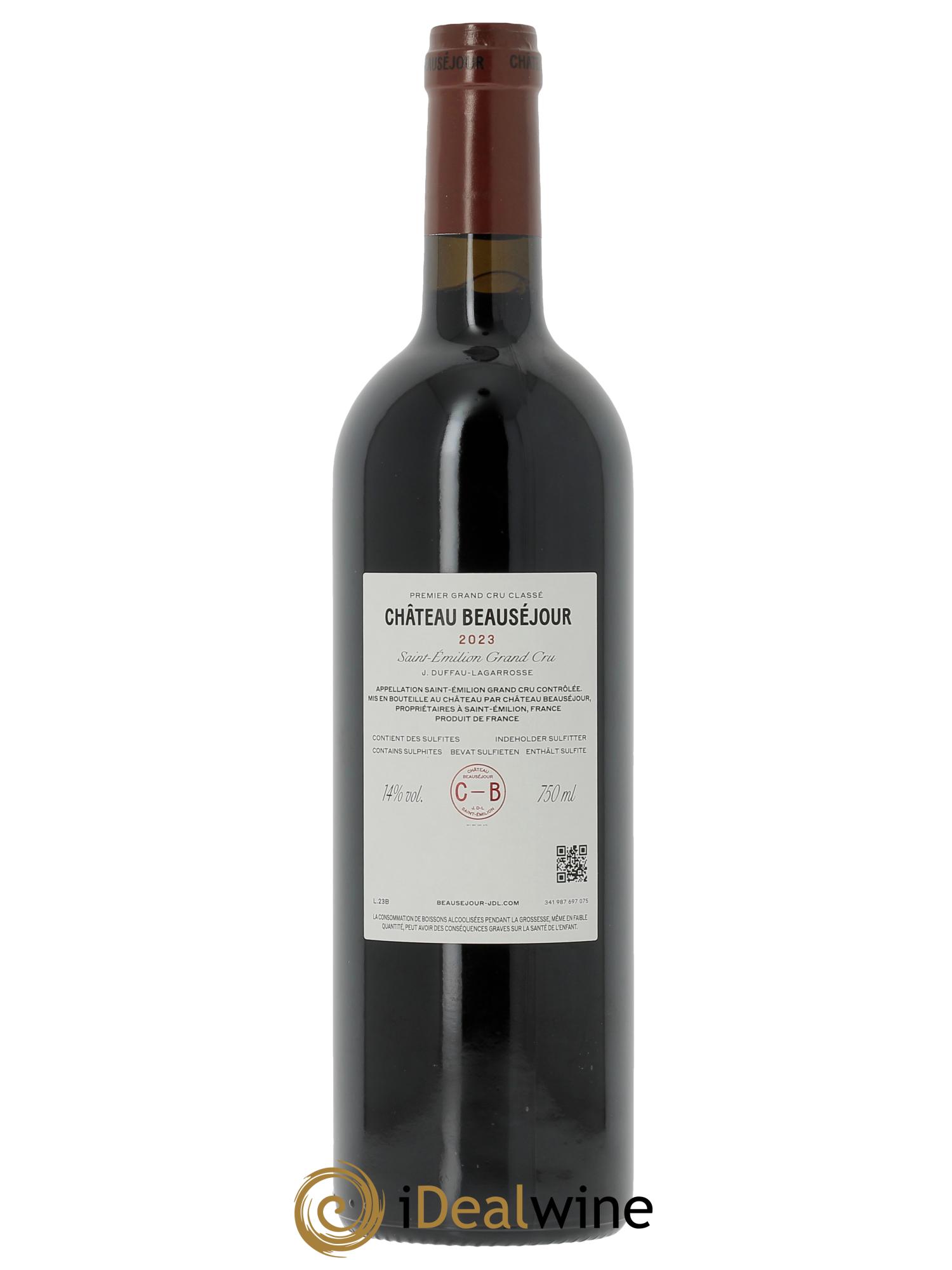 Château Beauséjour (Duffau-Lagarrosse) 1er Grand Cru Classé B (OWC if 3 bts) 2023 - Lot of 1 bottle - 1