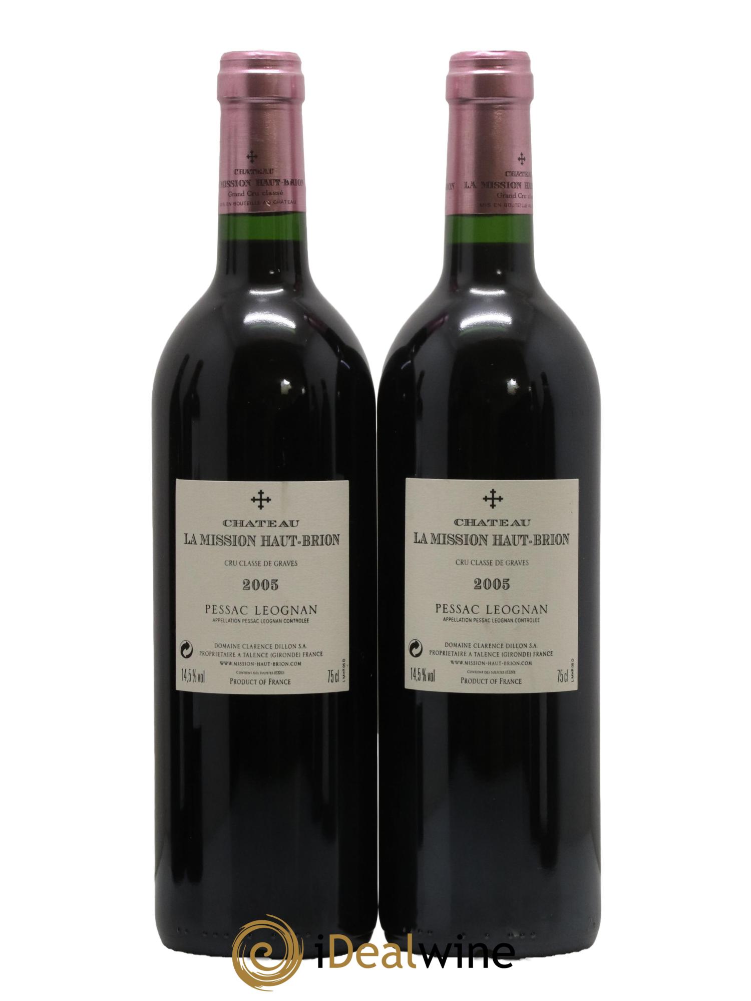 Château la Mission Haut-Brion Cru Classé de Graves 2005 - Lot of 2 bottles - 1